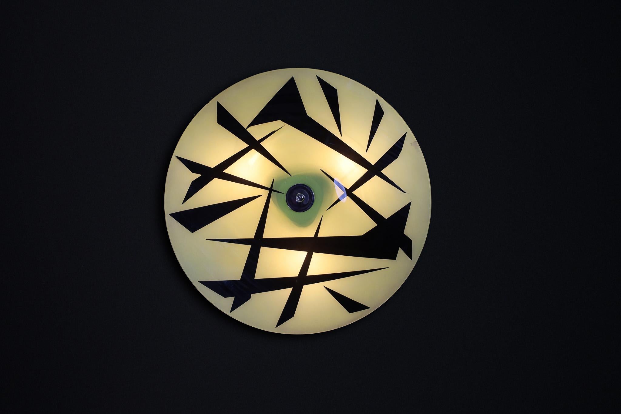 Mid-Century Glass Hanging Pendant or Wall Light Brussels World Expo 1958 (no10) In Good Condition For Sale In Almelo, NL