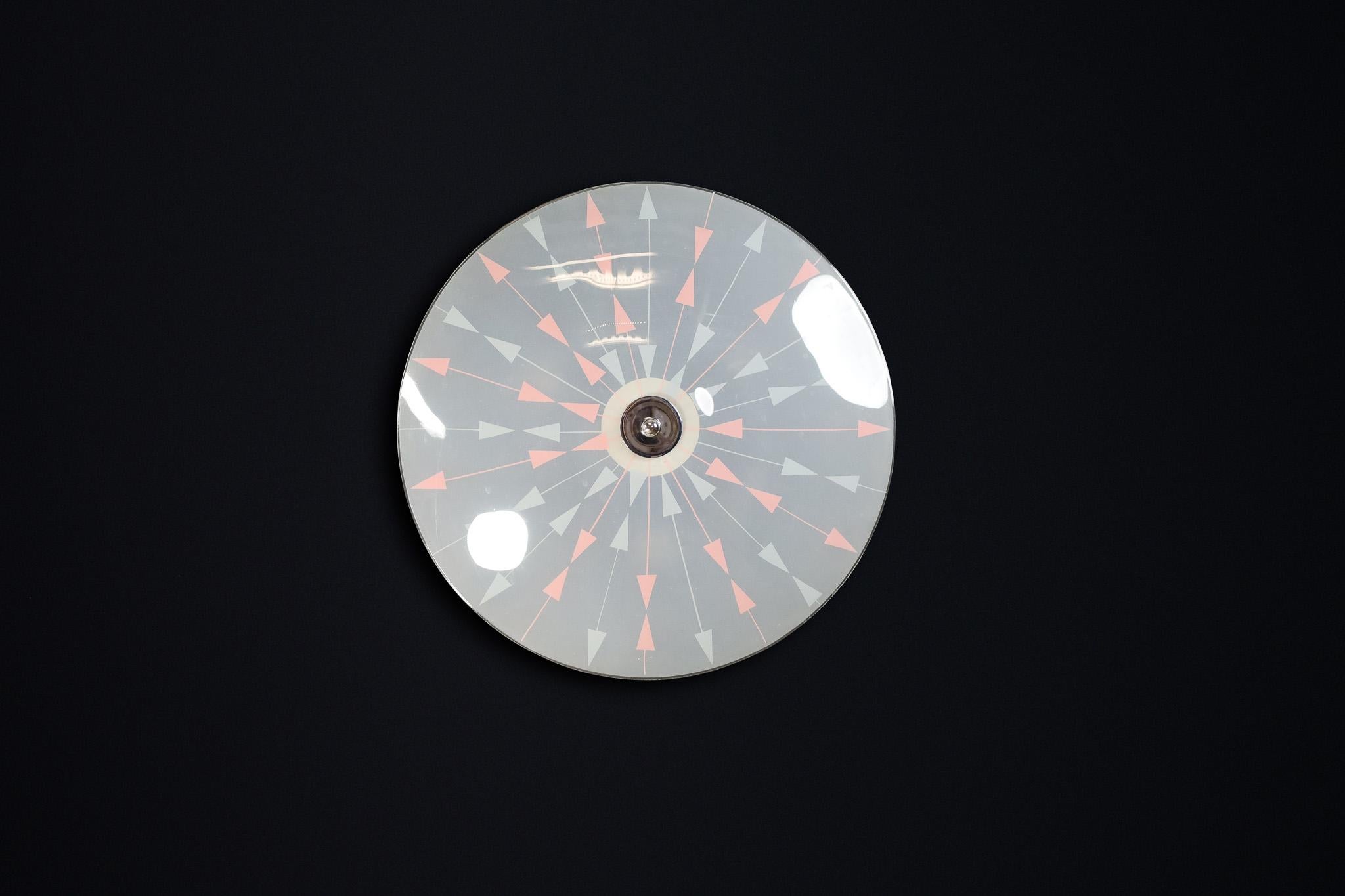 Mid-Century Glass Hanging Pendant Lamp or Wall Light Brussels World Expo 1958 (no:12)

This lighting is a stunning example of mid-century design and graphics, showcased at the Czechoslovakia Pavilion during the Brussels World Fair 1958. The