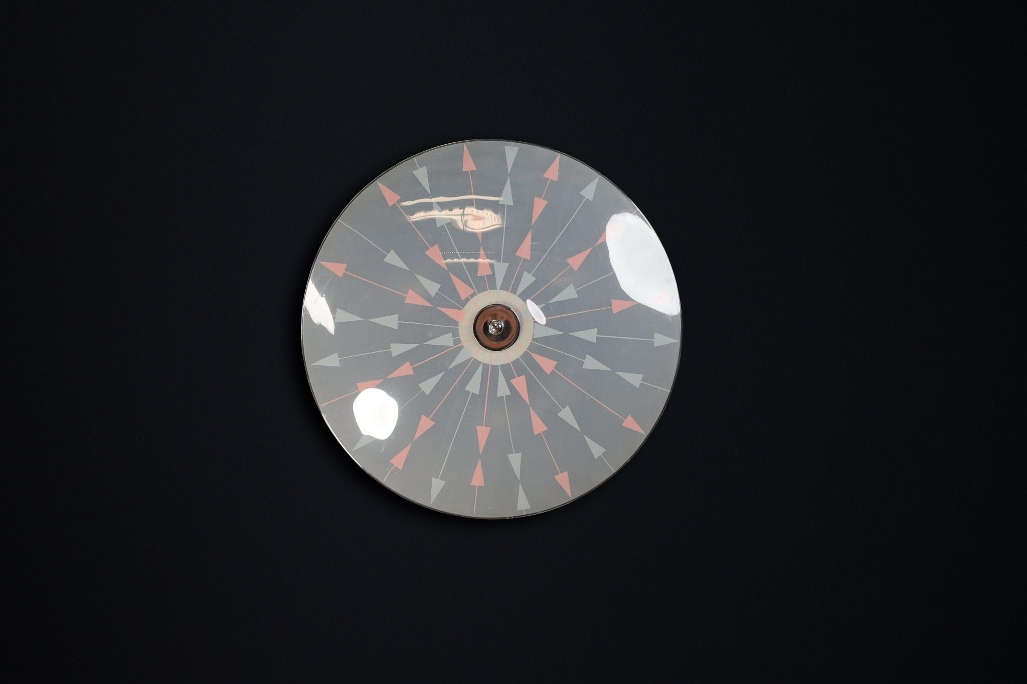 Space Age Mid-Century Glass Hanging Pendant or Wall Light Brussels World Expo 1958 (no12) For Sale