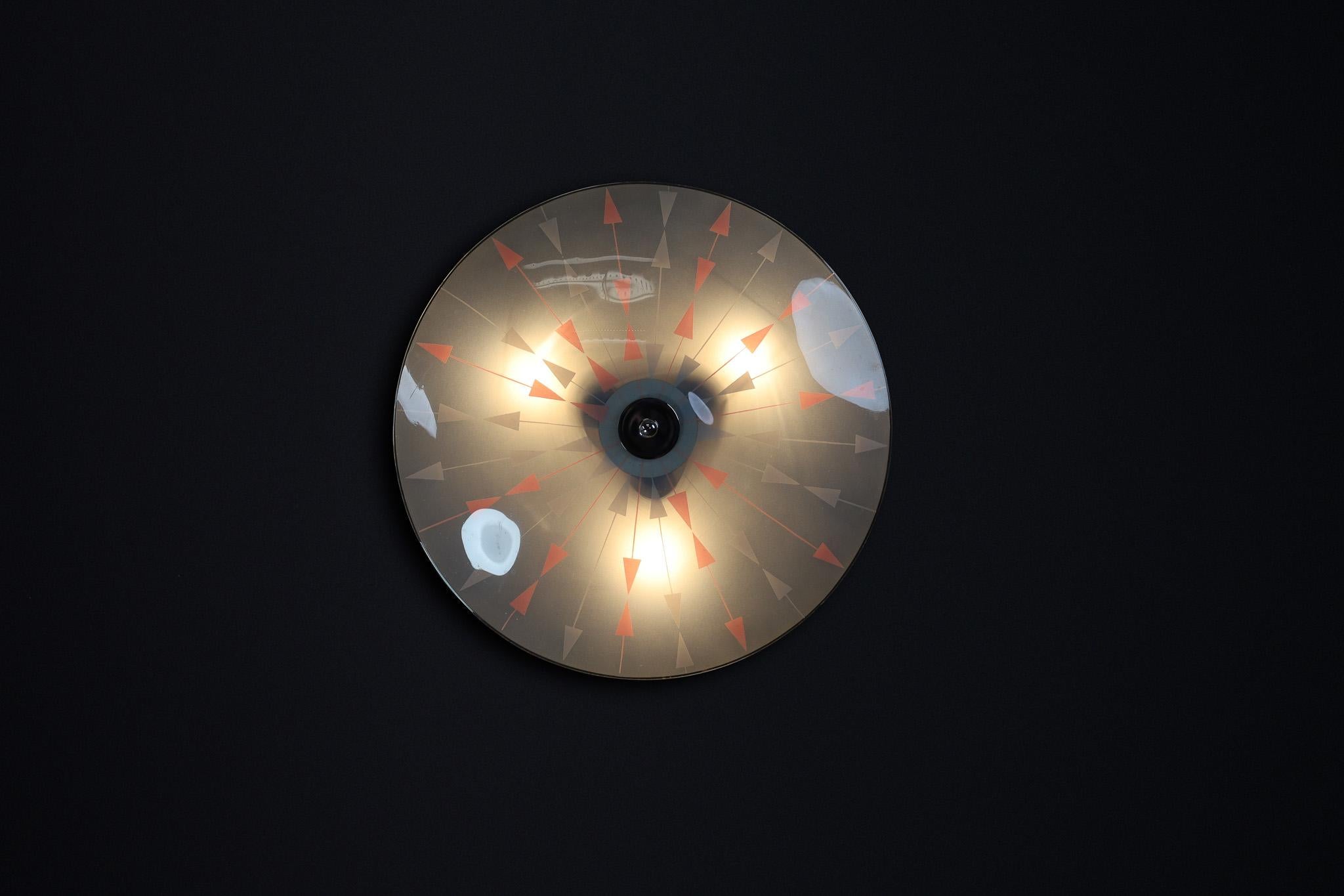 Mid-Century Glass Hanging Pendant or Wall Light Brussels World Expo 1958 (no12) In Good Condition For Sale In Almelo, NL
