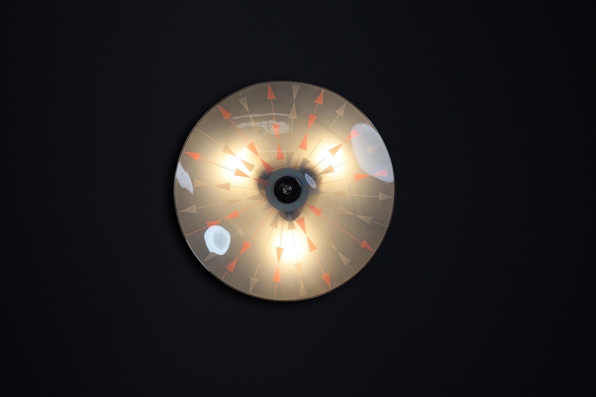 Metal Mid-Century Glass Hanging Pendant or Wall Light Brussels World Expo 1958 (no12) For Sale
