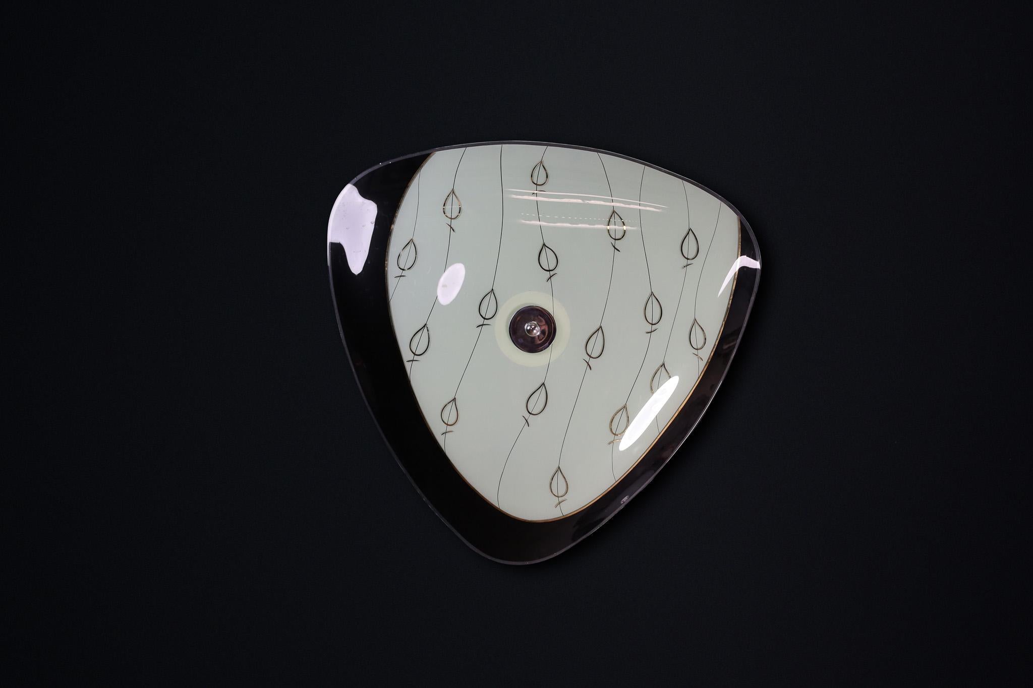 Space Age Mid-Century Glass Hanging Pendant or Wall Light Brussels World Expo 1958 (no19) For Sale