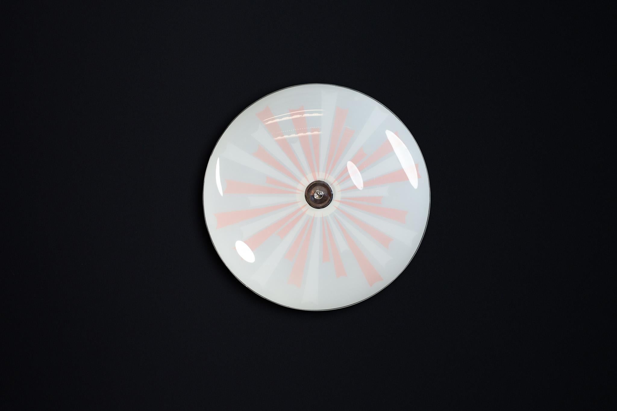 Mid-Century Glass Hanging Pendant Lamp or Wall Light Brussels World Expo 1958 (no:21)

This lighting is a stunning example of mid-century design and graphics, showcased at the Czechoslovakia Pavilion during the Brussels World Fair 1958. The