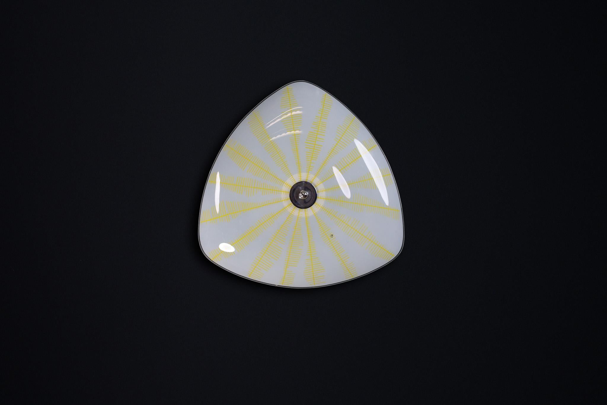Mid-Century Glass Hanging Pendant Lamp or Wall Light Brussels World Expo 1958 (no:22)

This lighting is a stunning example of mid-century design and graphics, showcased at the Czechoslovakia Pavilion during the Brussels World Fair 1958. The