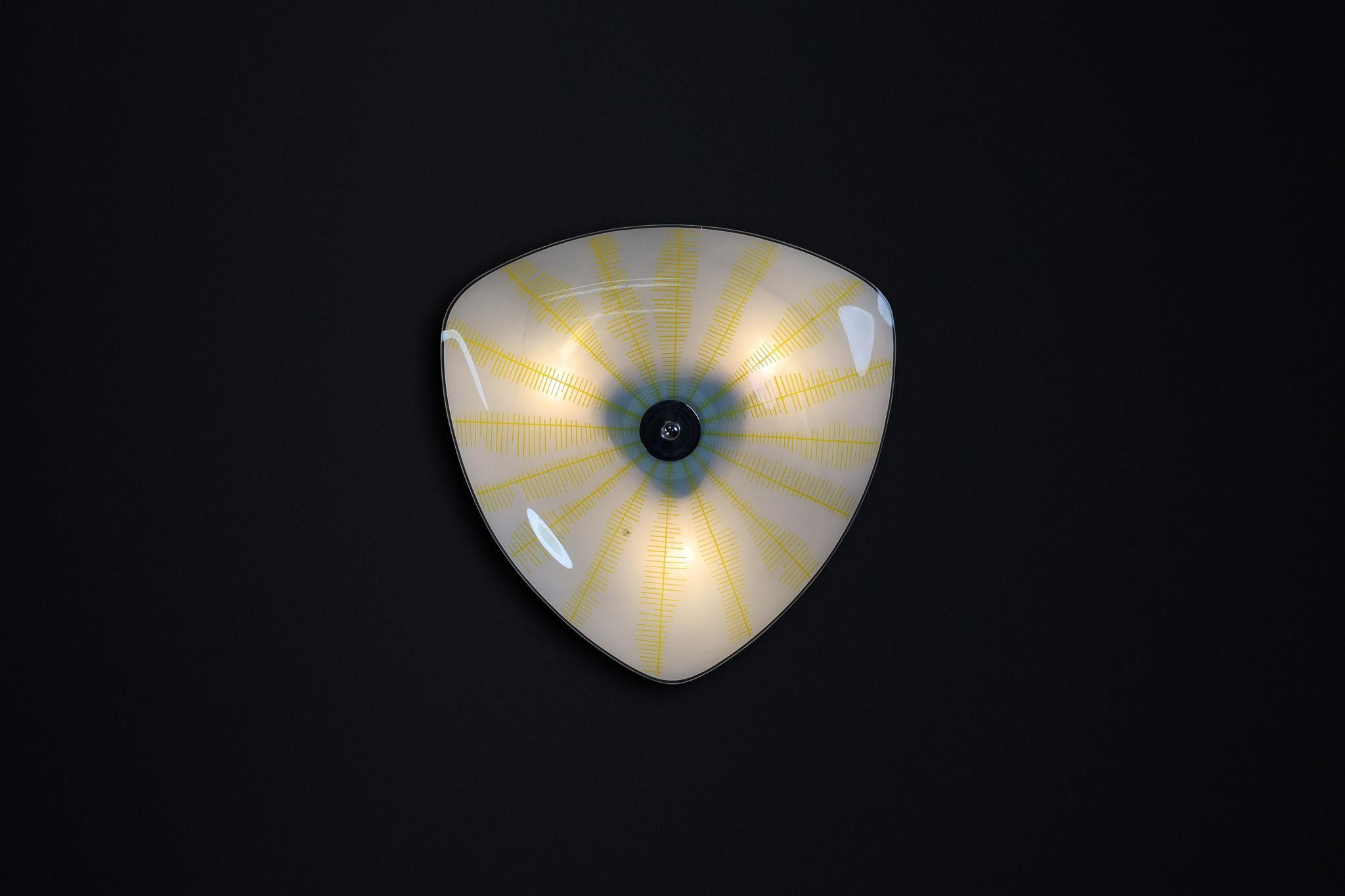 Metal Mid-Century Glass Hanging Pendant or Wall Light Brussels World Expo 1958 (no22) For Sale