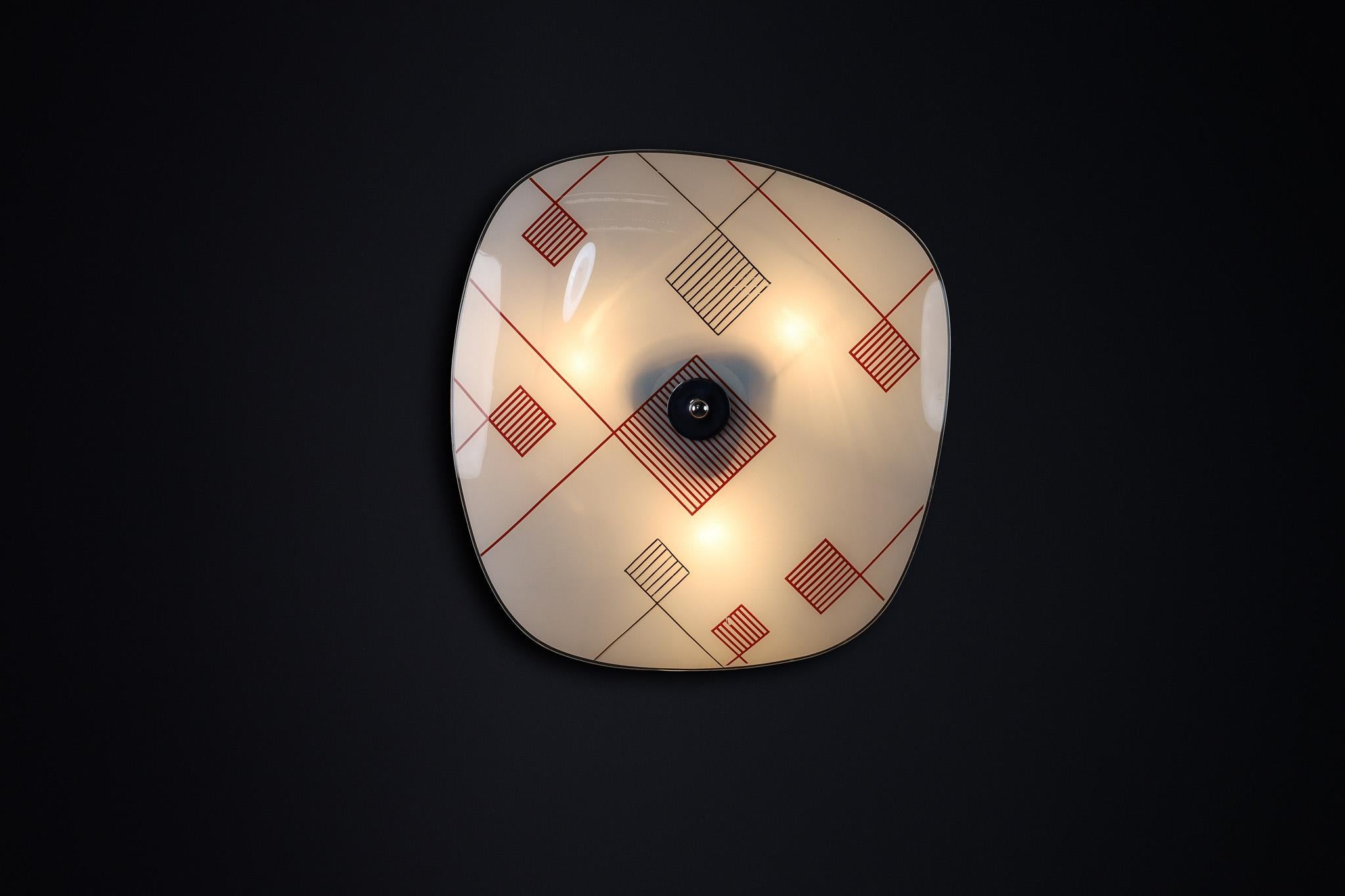 Mid-Century Glass Hanging Pendant Lamp or Wall Light Brussels World Expo 1958 (no:30)

This lighting is a stunning example of mid-century design and graphics, showcased at the Czechoslovakia Pavilion during the Brussels World Fair 1958. The