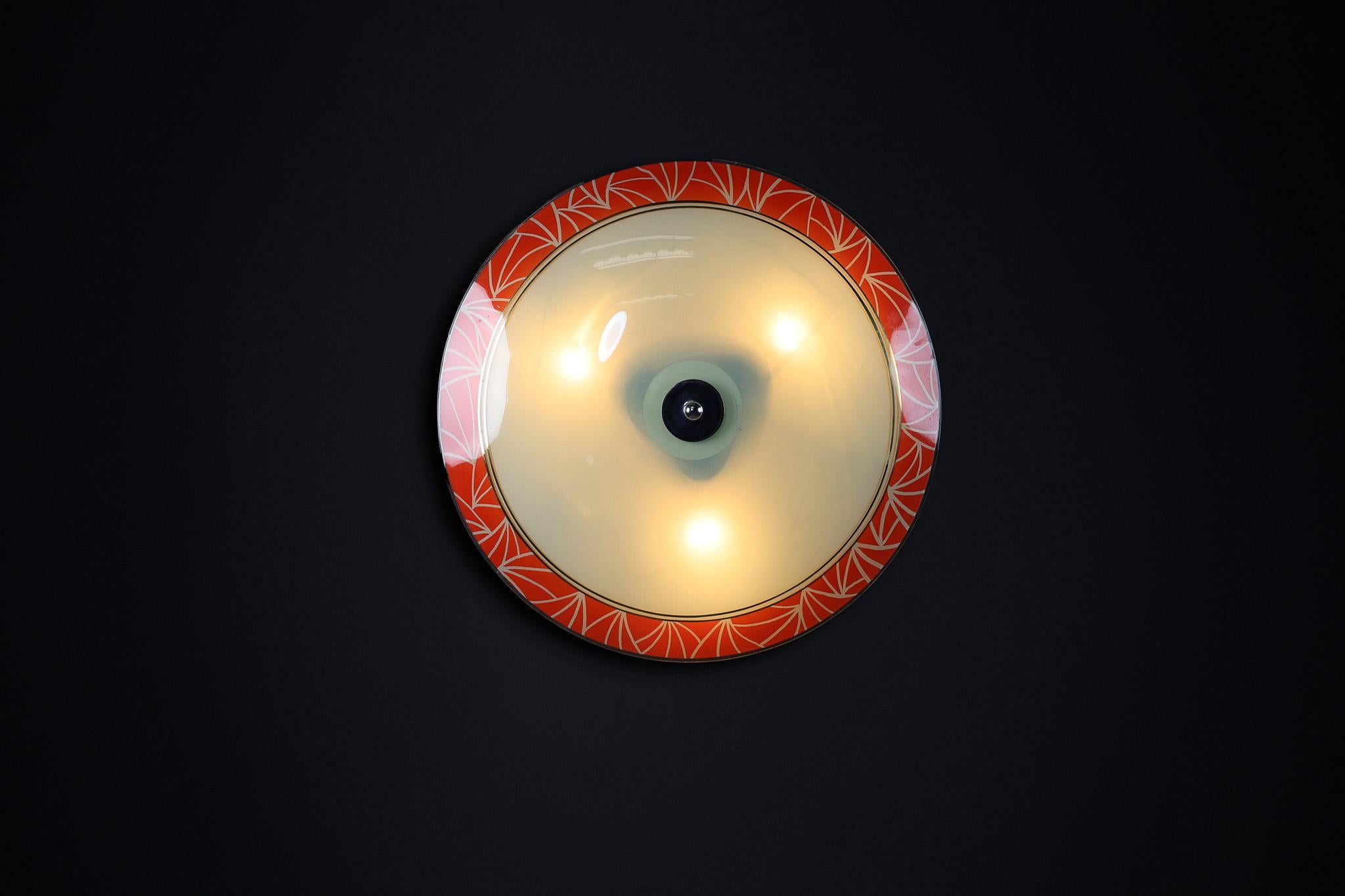 Mid-Century Glass Hanging Pendant Lamp or Wall Light Brussels World Expo 1958 (no:34)

This lighting is a stunning example of mid-century design and graphics, showcased at the Czechoslovakia Pavilion during the Brussels World Fair 1958. The