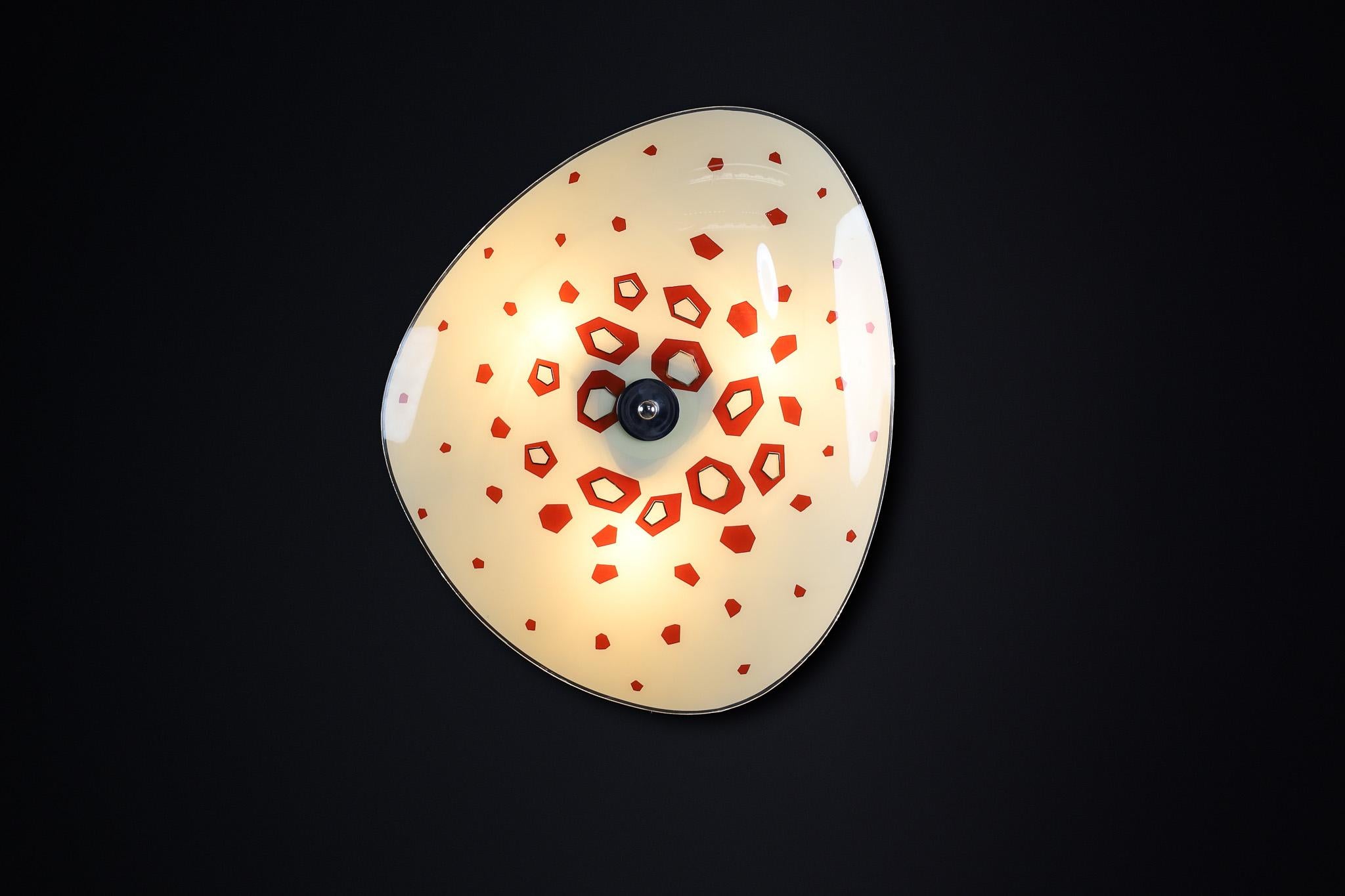Czech Mid-Century Glass Hanging Pendant or Wall Light Brussels World Expo 1958 (no35) For Sale