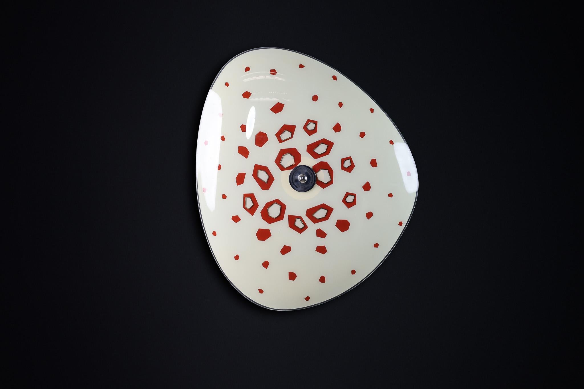 Mid-Century Glass Hanging Pendant or Wall Light Brussels World Expo 1958 (no35) In Distressed Condition For Sale In Almelo, NL