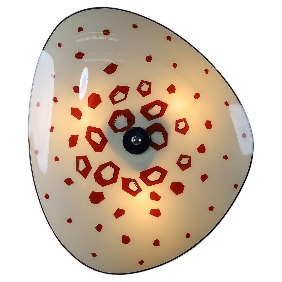 Mid-Century Glass Hanging Pendant or Wall Light Brussels World Expo 1958 (no35)
