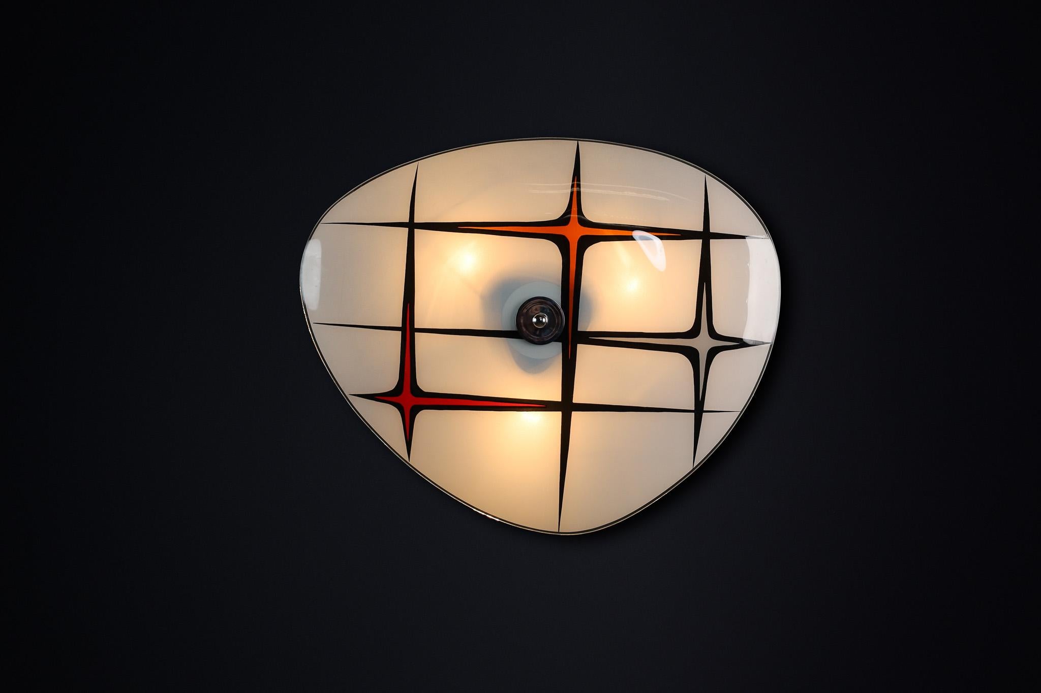 Space Age Mid-Century Glass Hanging Pendant or Wall Light Brussels World Expo 1958 (no37) For Sale