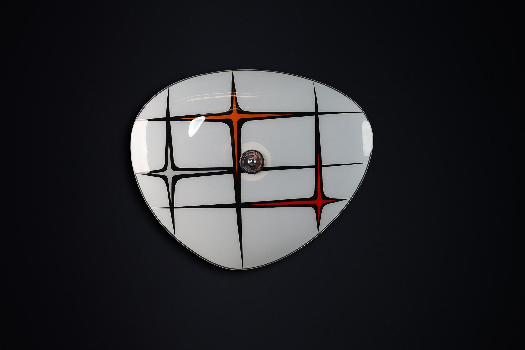 Czech Mid-Century Glass Hanging Pendant or Wall Light Brussels World Expo 1958 (no37) For Sale