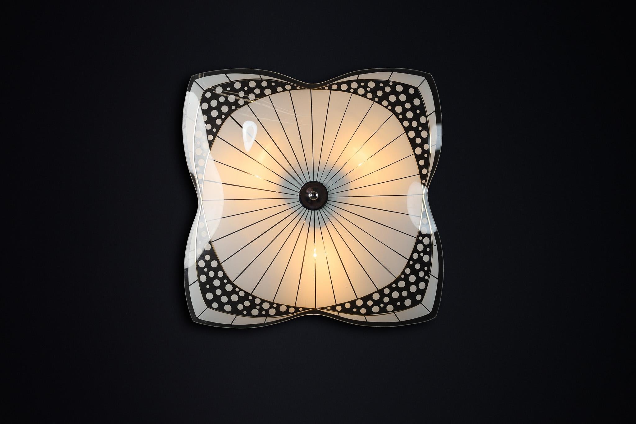 Space Age Mid-Century Glass Hanging Pendant or Wall Light Brussels World Expo 1958 (no38) For Sale