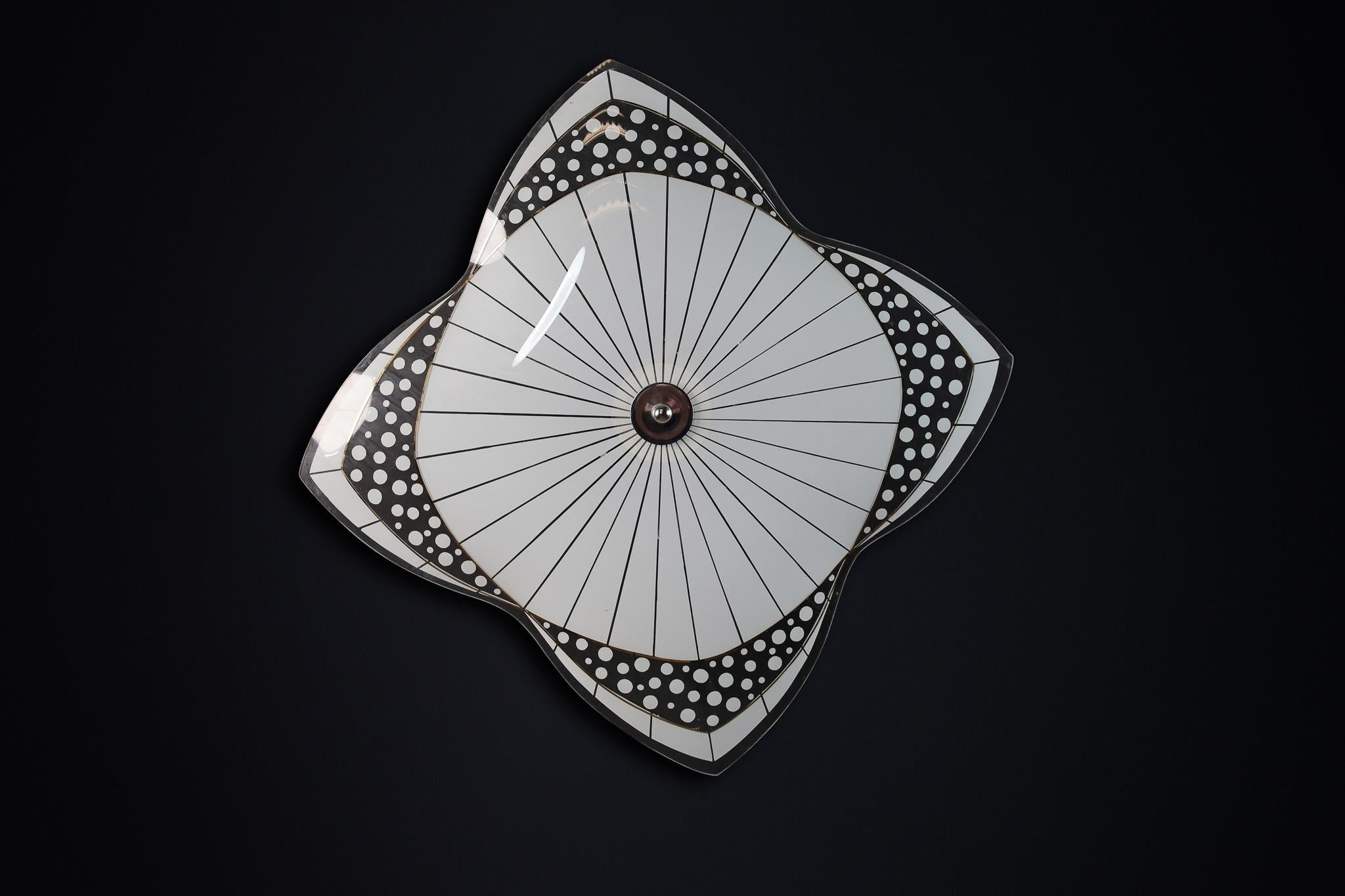 Czech Mid-Century Glass Hanging Pendant or Wall Light Brussels World Expo 1958 (no38) For Sale