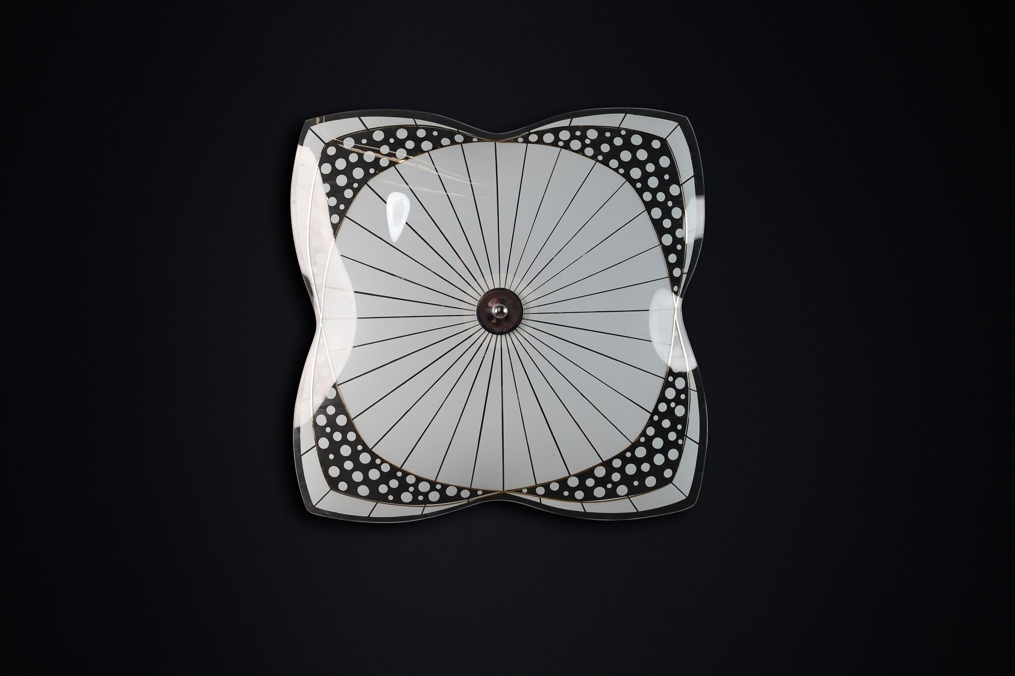 Mid-Century Glass Hanging Pendant or Wall Light Brussels World Expo 1958 (no38) In Good Condition For Sale In Almelo, NL