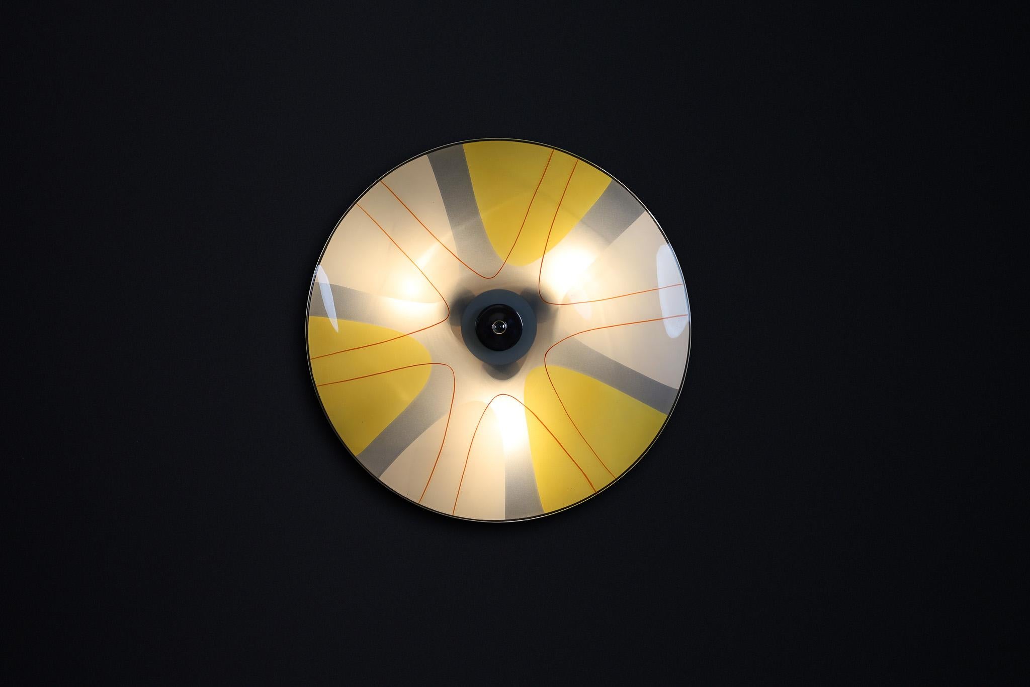 Mid-Century Glass Hanging Pendant or Wall Light Brussels World Expo 1958 (no:4) In Good Condition For Sale In Almelo, NL