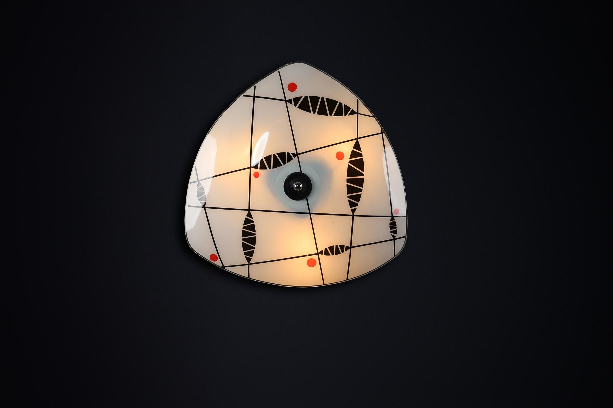 Czech Mid-Century Glass Hanging Pendant or Wall Light Brussels World Expo 1958 (no41) For Sale