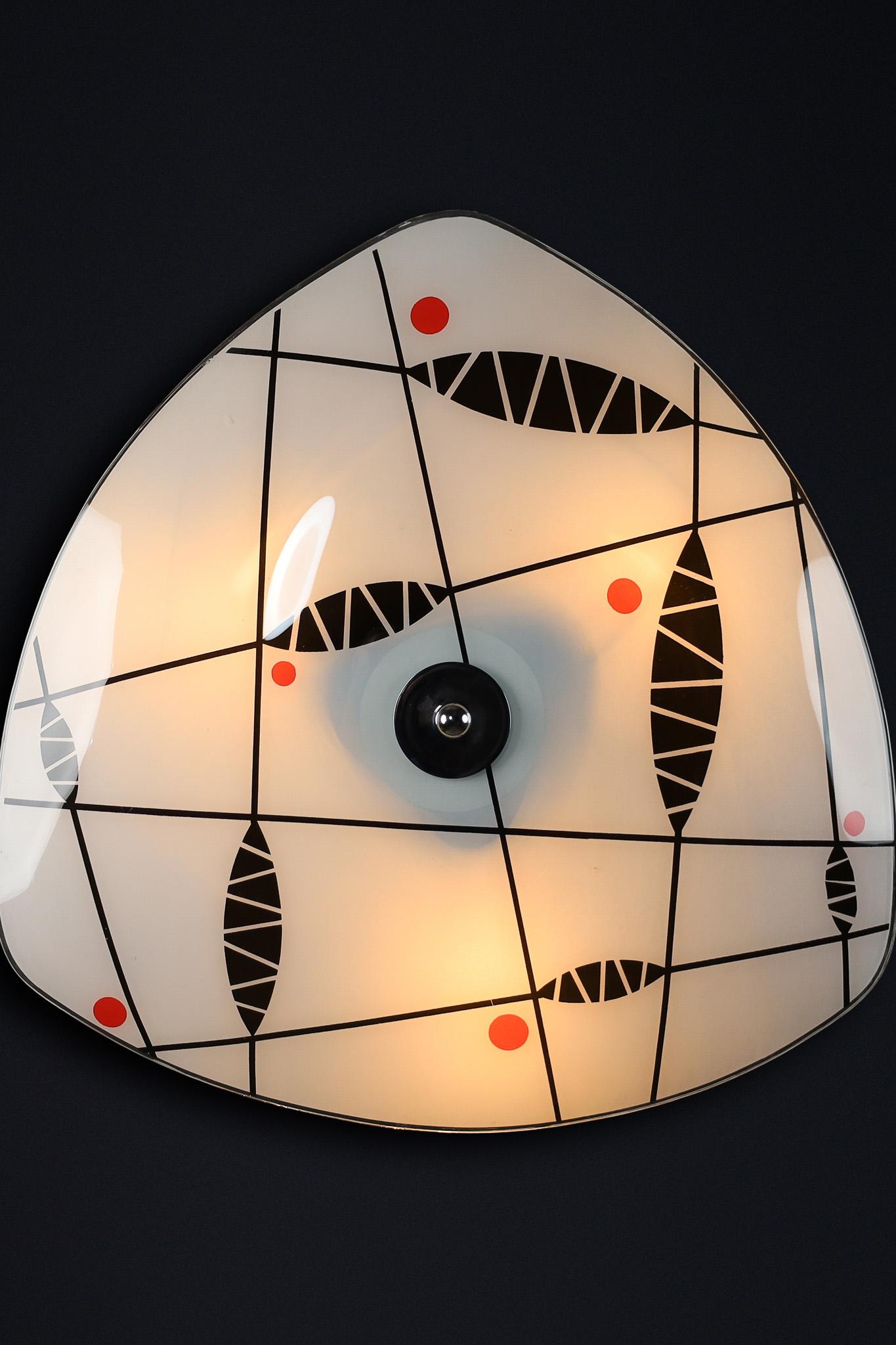 Mid-Century Glass Hanging Pendant or Wall Light Brussels World Expo 1958 (no41) In Distressed Condition For Sale In Almelo, NL