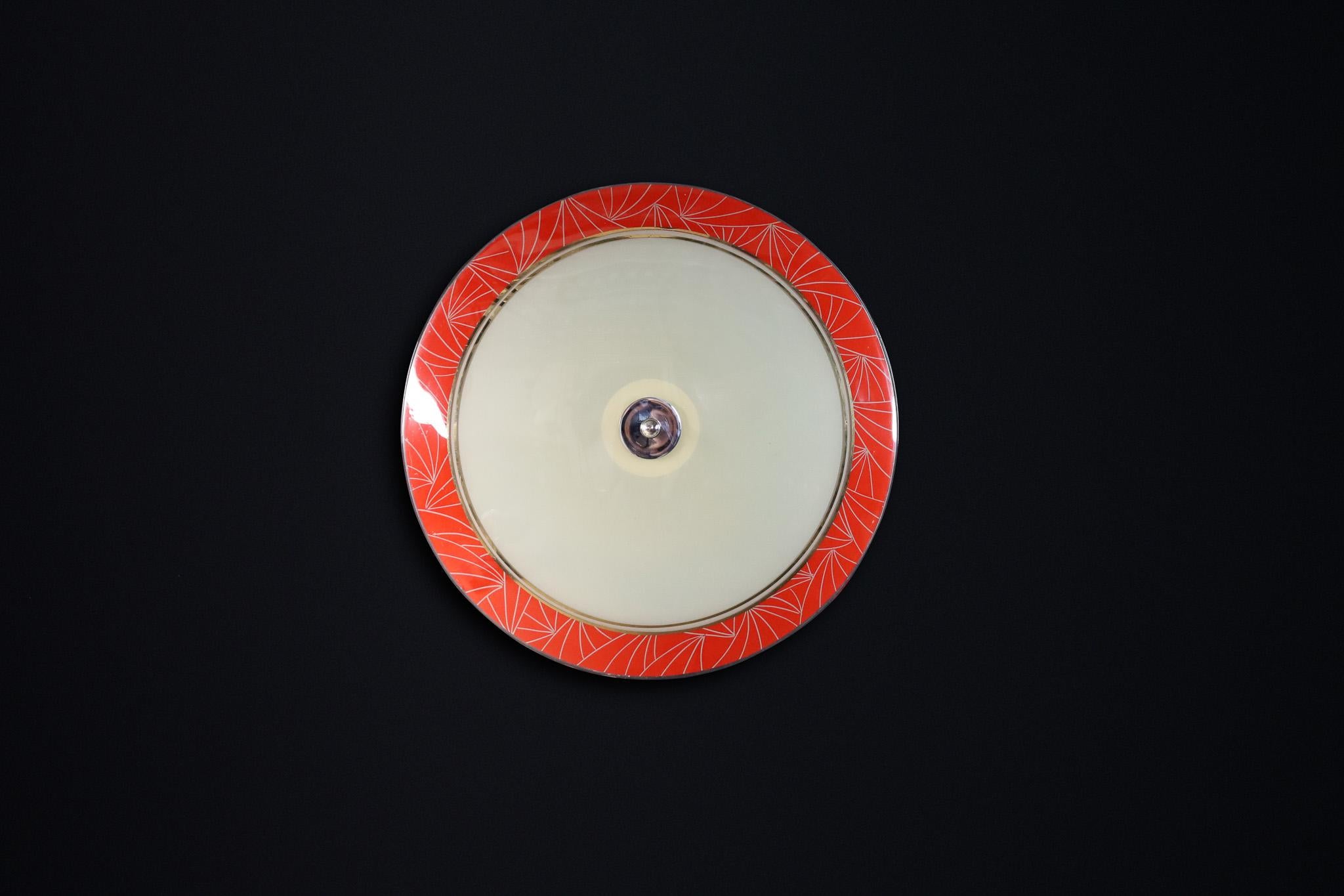 Mid-Century Glass Hanging Pendant Lamp or Wall Light Brussels World Expo 1958 (no:5)

This lighting is a stunning example of mid-century design and graphics, showcased at the Czechoslovakia Pavilion during the Brussels World Fair 1958. The lampshade