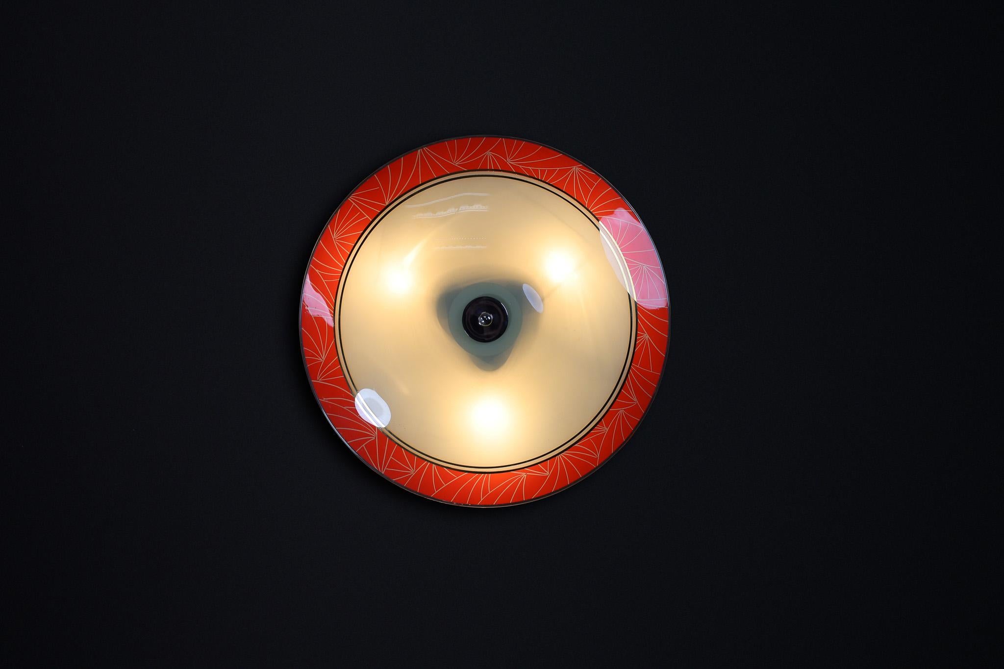 Mid-Century Glass Hanging Pendant or Wall Light Brussels World Expo 1958 (no:5) In Good Condition For Sale In Almelo, NL