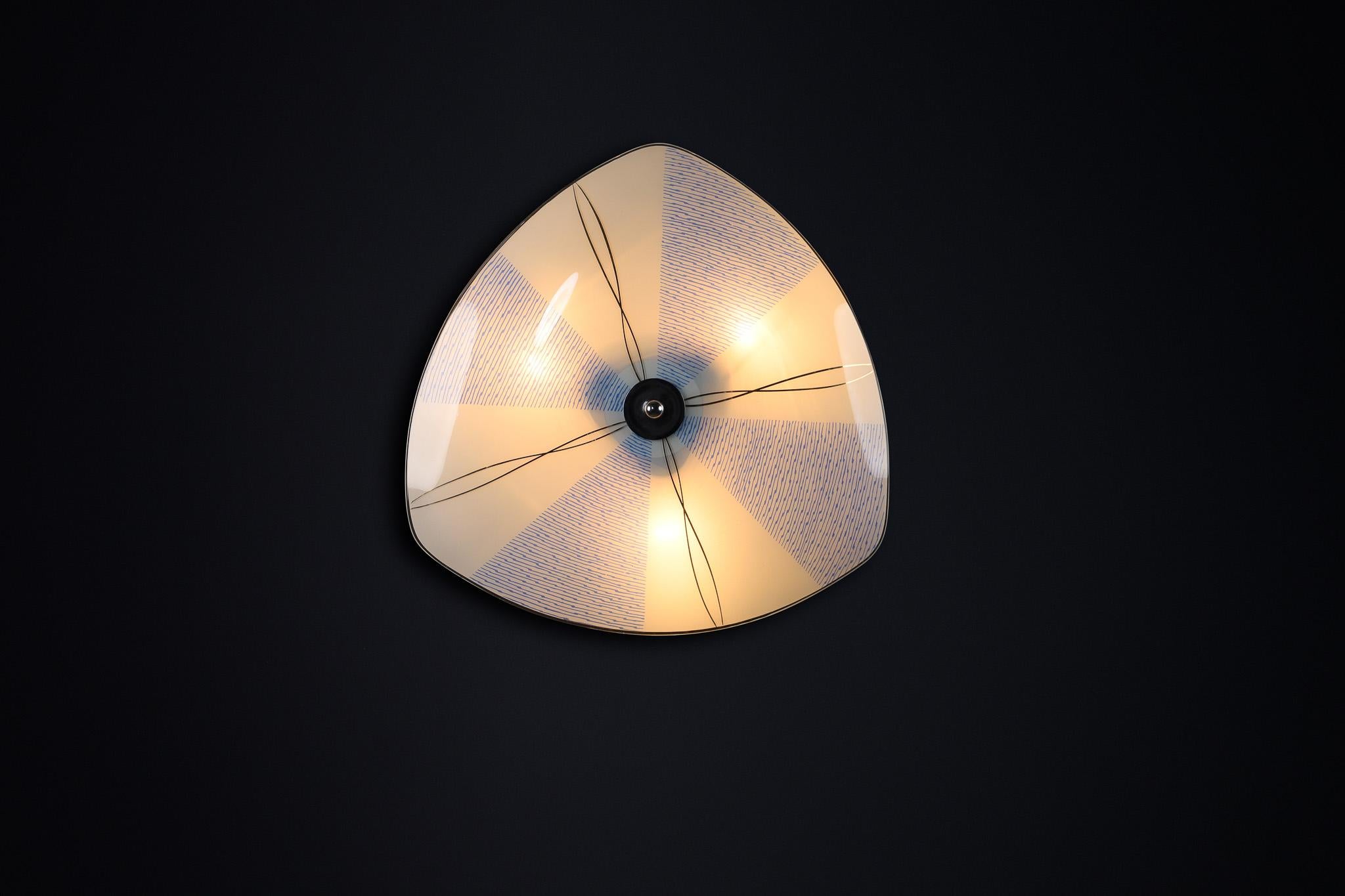 Czech Mid-Century Glass Hanging Pendant or Wall Light Brussels World Expo 1958 (no55) For Sale