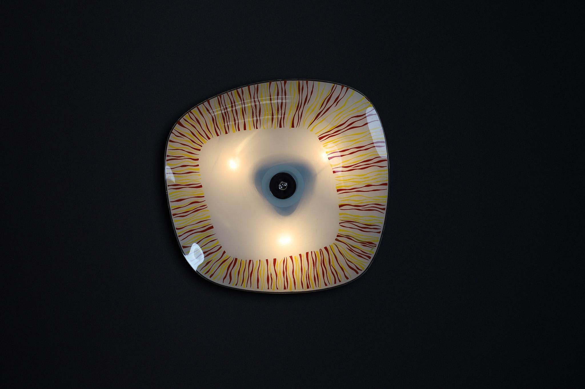 Mid-Century Glass Hanging Pendant or Wall Light Brussels World Expo 1958 (no:7) In Good Condition For Sale In Almelo, NL