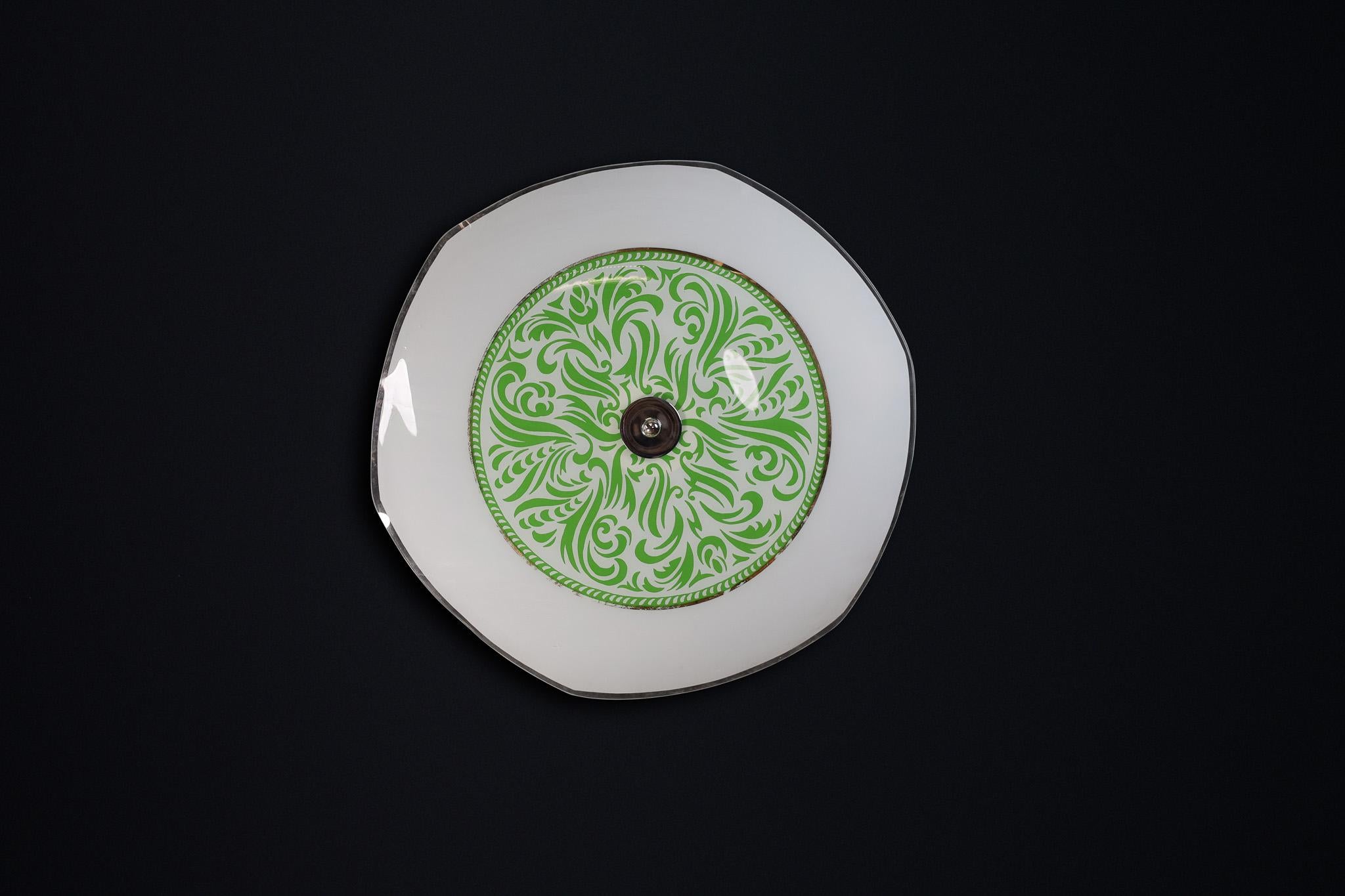 Mid-Century Glass Hanging Pendant Lamp or Wall Light Brussels World Expo 1958 (no:6)

This lighting is a stunning example of mid-century design and graphics, showcased at the Czechoslovakia Pavilion during the Brussels World Fair 1958. The lampshade