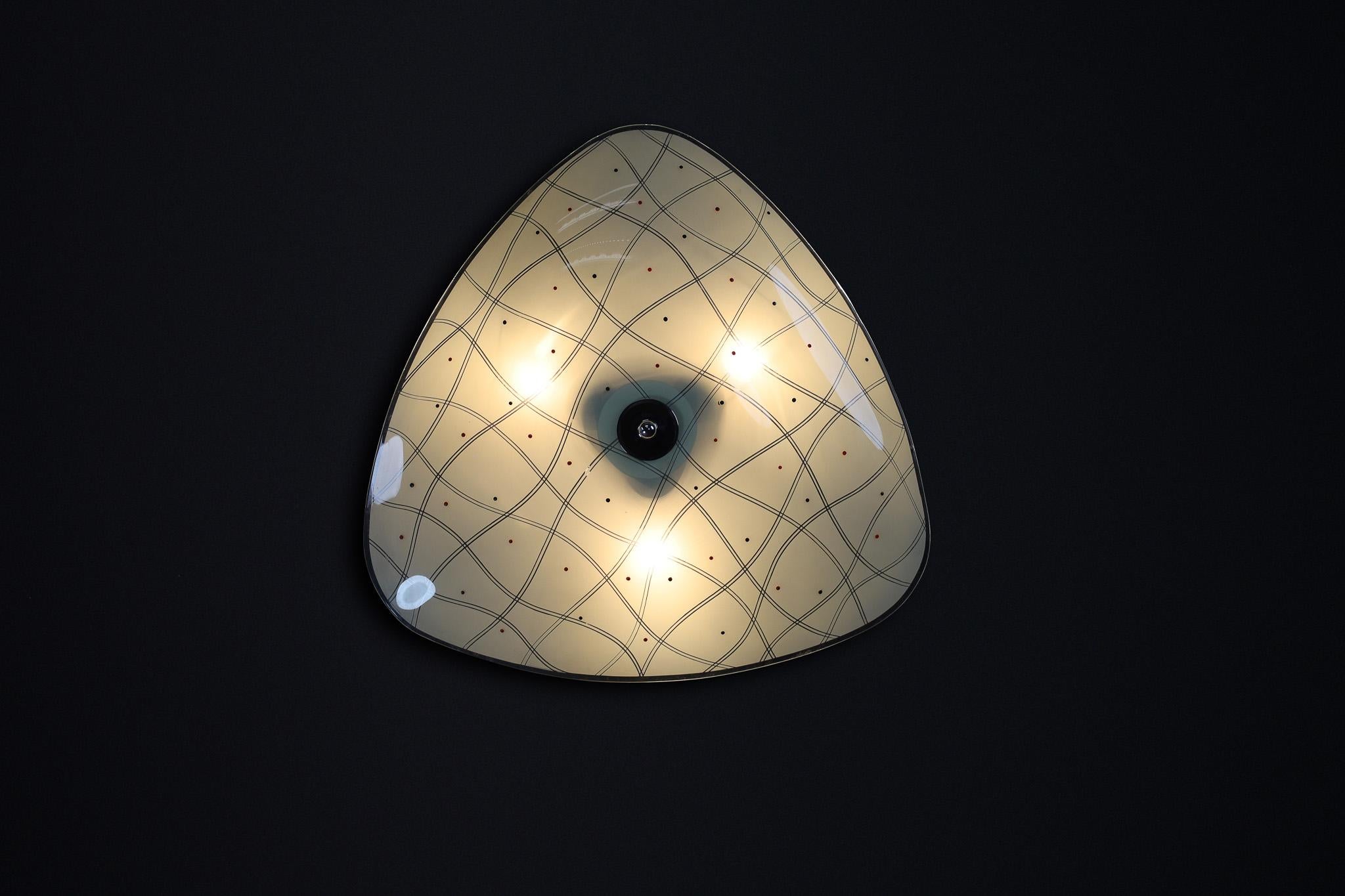 Czech Mid-Century Glass Hanging Pendant or Wall Light Brussels WorldExpo 1958 (no:13) For Sale