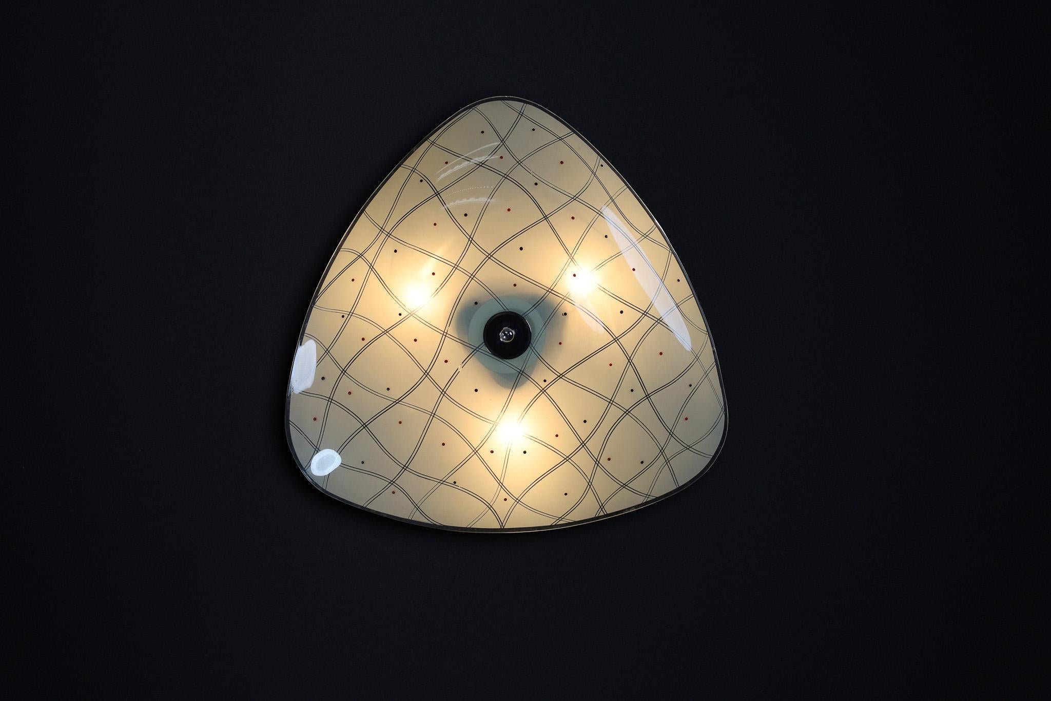 Mid-Century Glass Hanging Pendant or Wall Light Brussels WorldExpo 1958 (no:13) In Good Condition For Sale In Almelo, NL