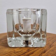 Mid Century Glass "Ice Cube" Table Lamp, Peill & Putzler, Germany 70s.
