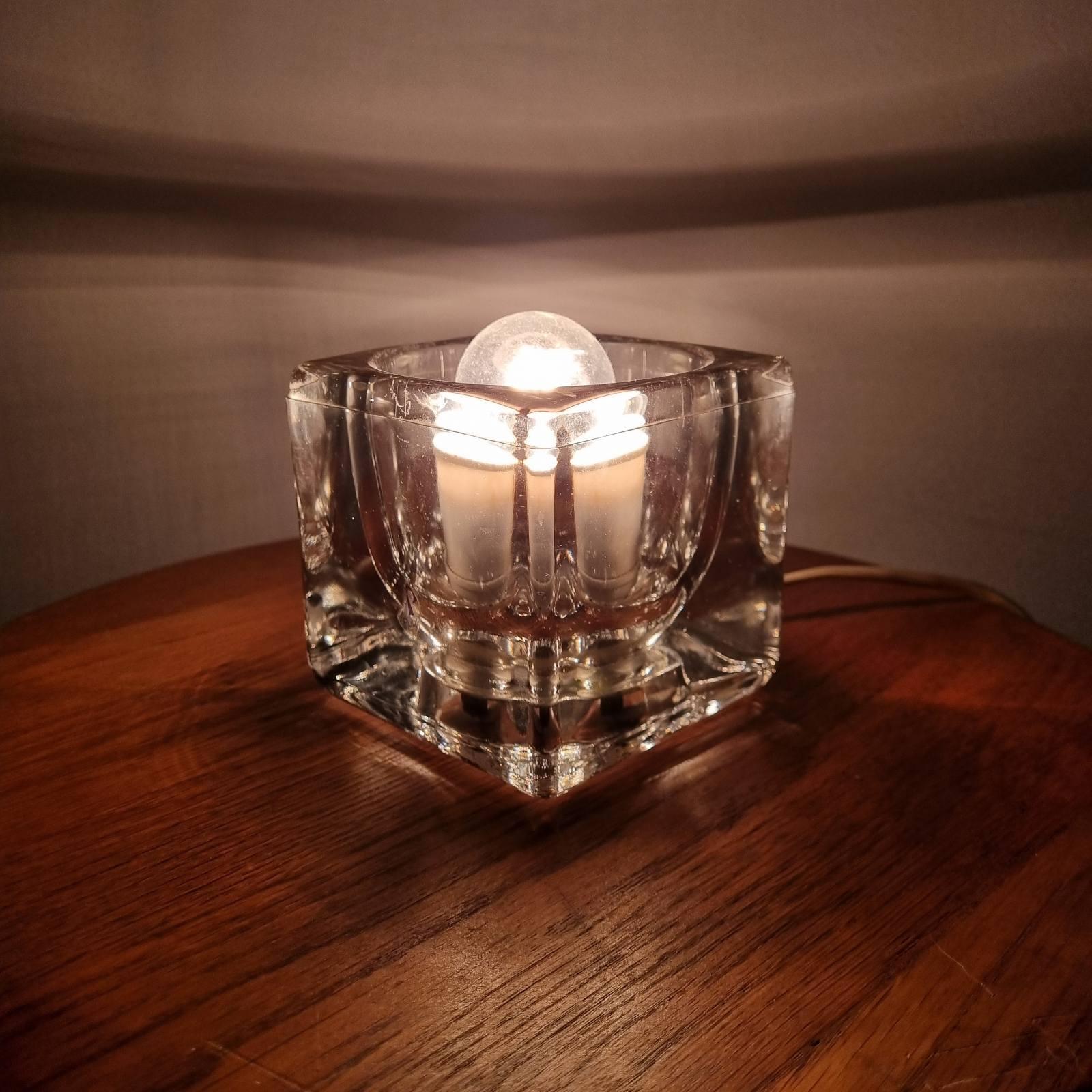 Verre Lampe de table Ice Cube du milieu du siècle dernier, Peill & Putzler, Allemagne, années 70. en vente