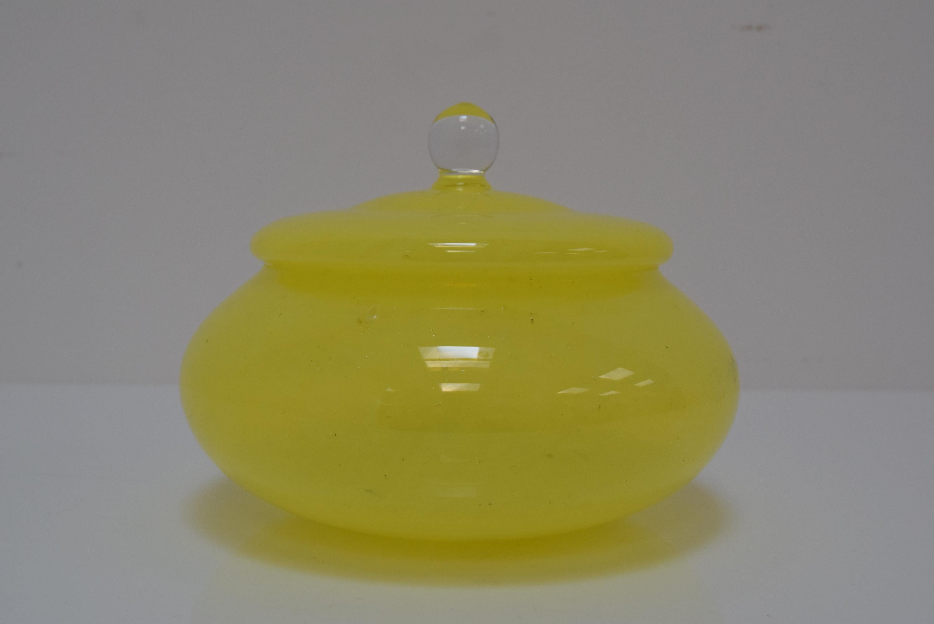 Mid-Century Modern Midcentury Glass Jar, Glasswork Novy Bor, 1960s For Sale