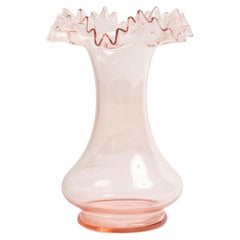 Midcentury Glass Light Pink Vase with a Frill, Europe, 1960s