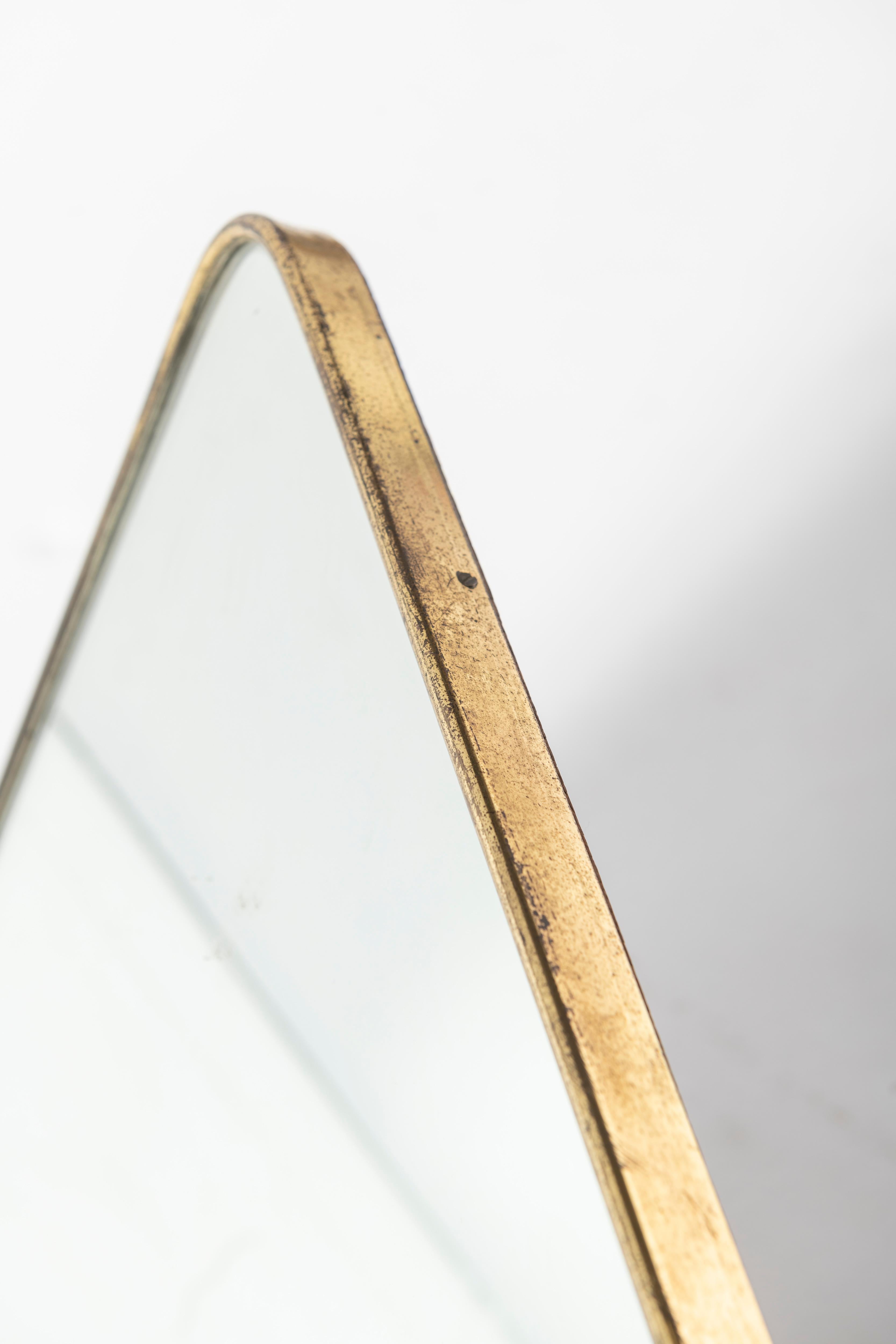 20th Century Mid-Century Glass Mirror with Brass Edges