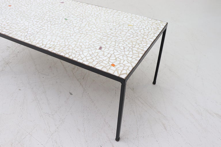 Steel Mid-century Glass Mosaic Tile Coffee Table