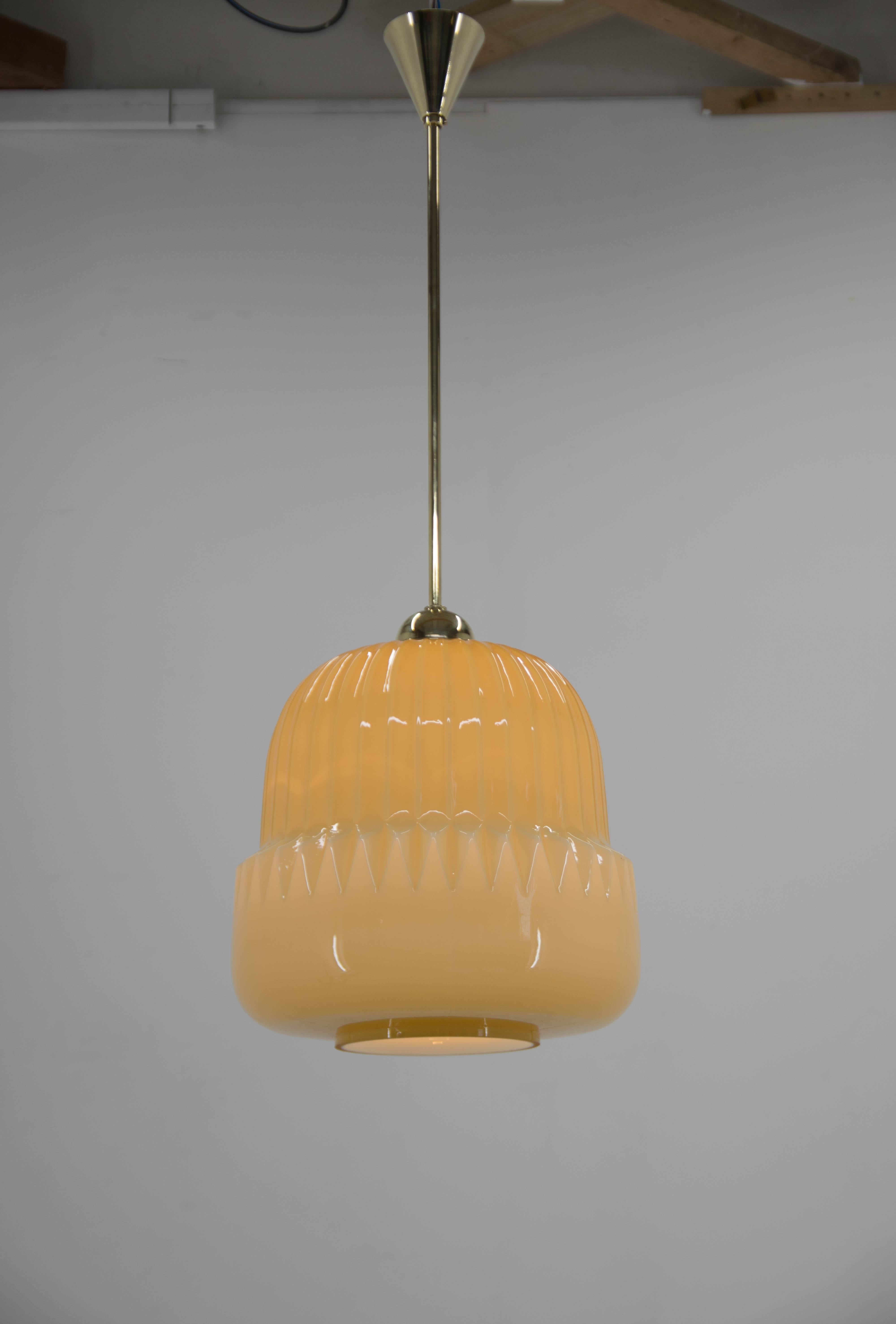 Czech Midcentury Glass Pendant, 1960s For Sale