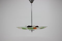 Lampe à suspension en verre du milieu du siècle, années 1980
