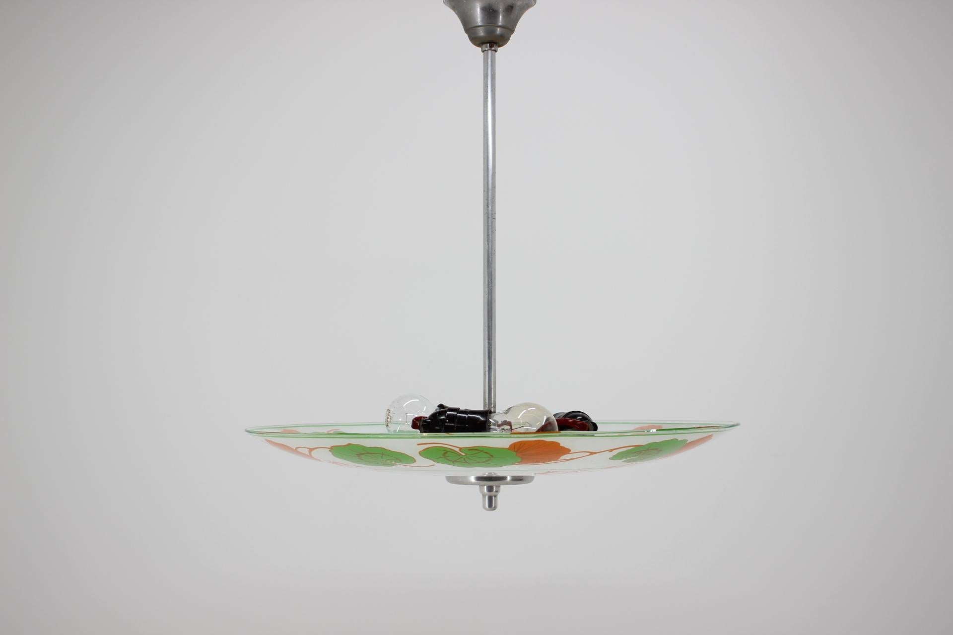 Mid-Century Modern Lampe à suspension en verre du milieu du siècle, années 1980 en vente