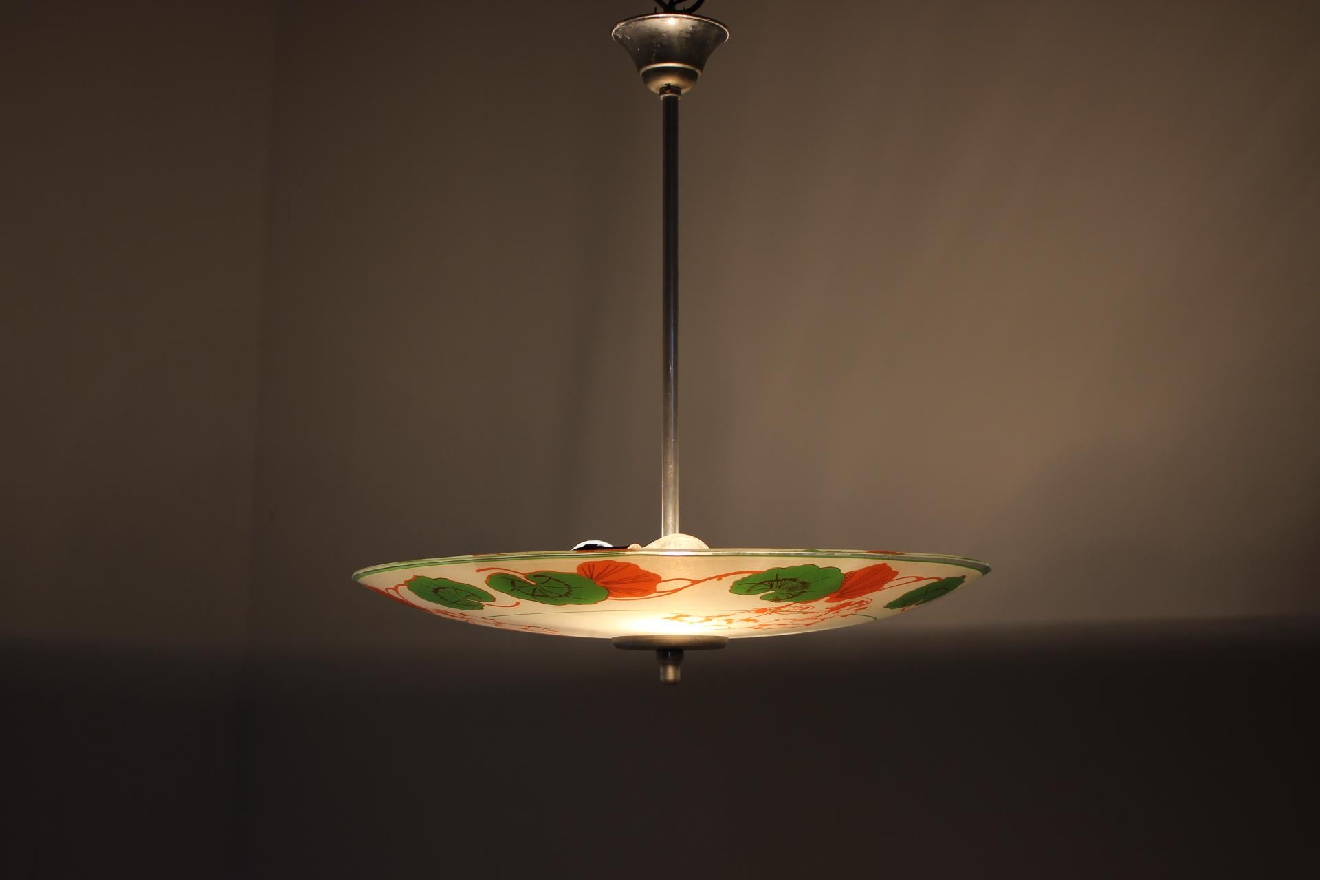 Fin du 20e siècle Lampe à suspension en verre du milieu du siècle, années 1980 en vente