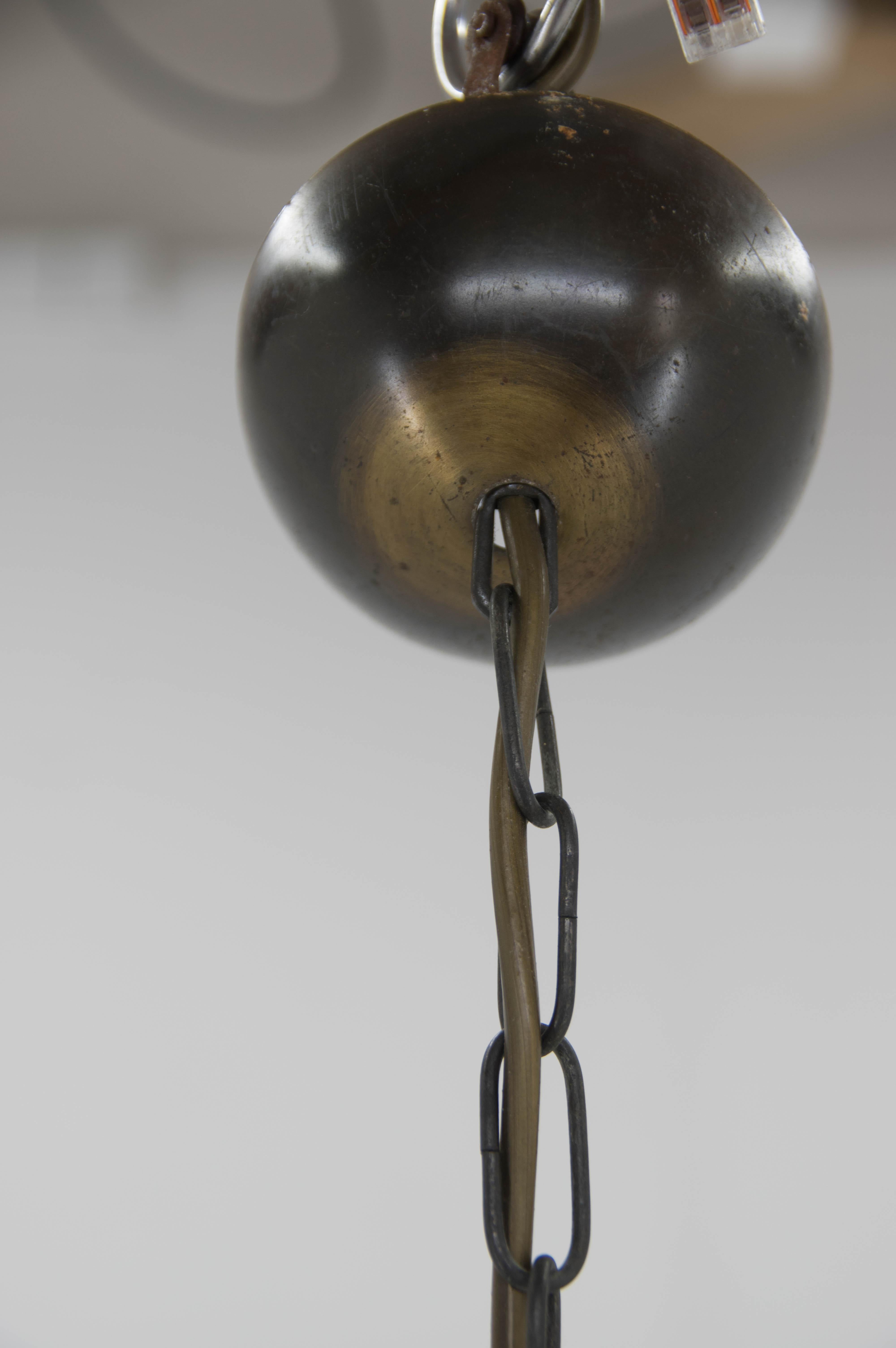 Metal Midcentury Glass Pendant, 1980s For Sale
