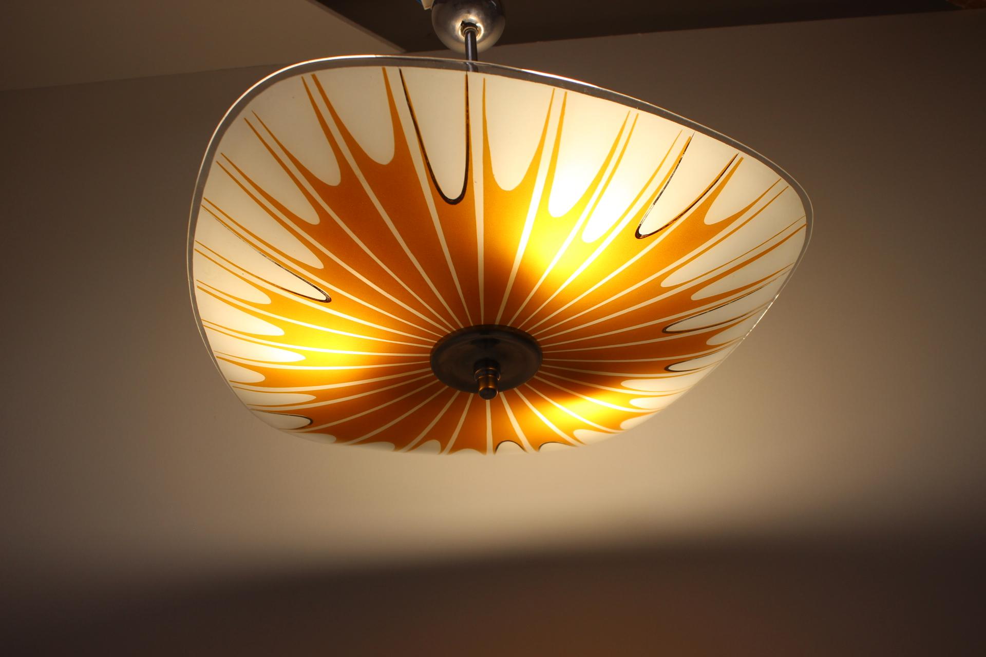 Metal Mid-Century Glass Pendant by Napako, 1960's For Sale