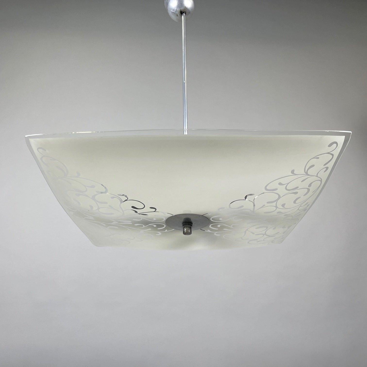 Mid-Century Modern Mid Century Glass Pendant by Napako, Czechoslovakia, 1960's For Sale