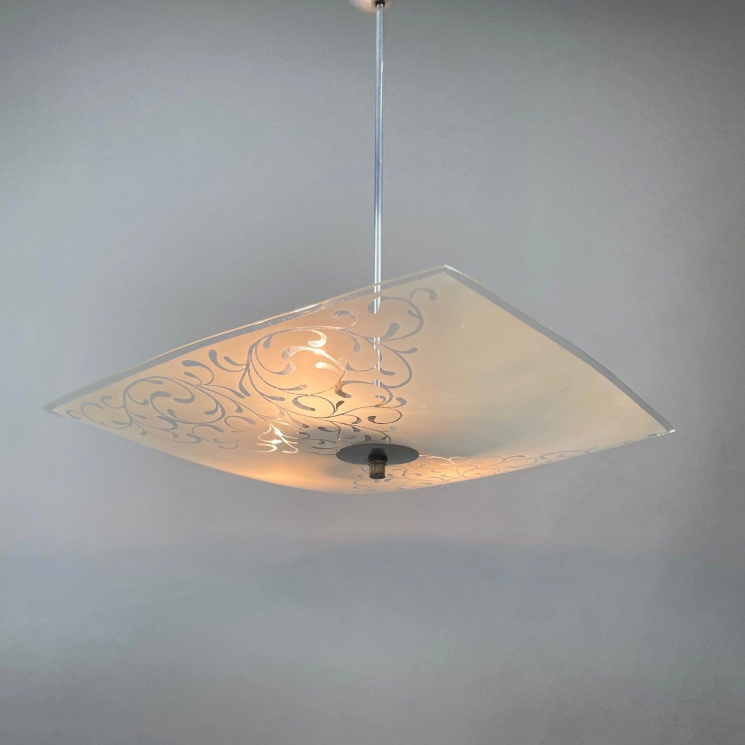 Mid Century Glass Pendant by Napako, Czechoslovakia, 1960's In Good Condition For Sale In Praha, CZ