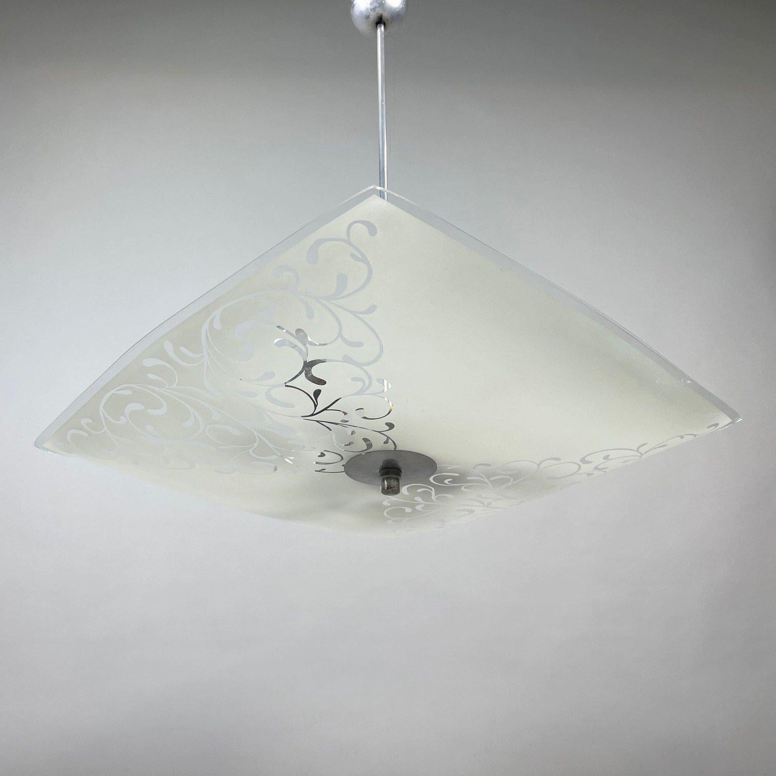Mid Century Glass Pendant by Napako, Czechoslovakia, 1960's For Sale 2