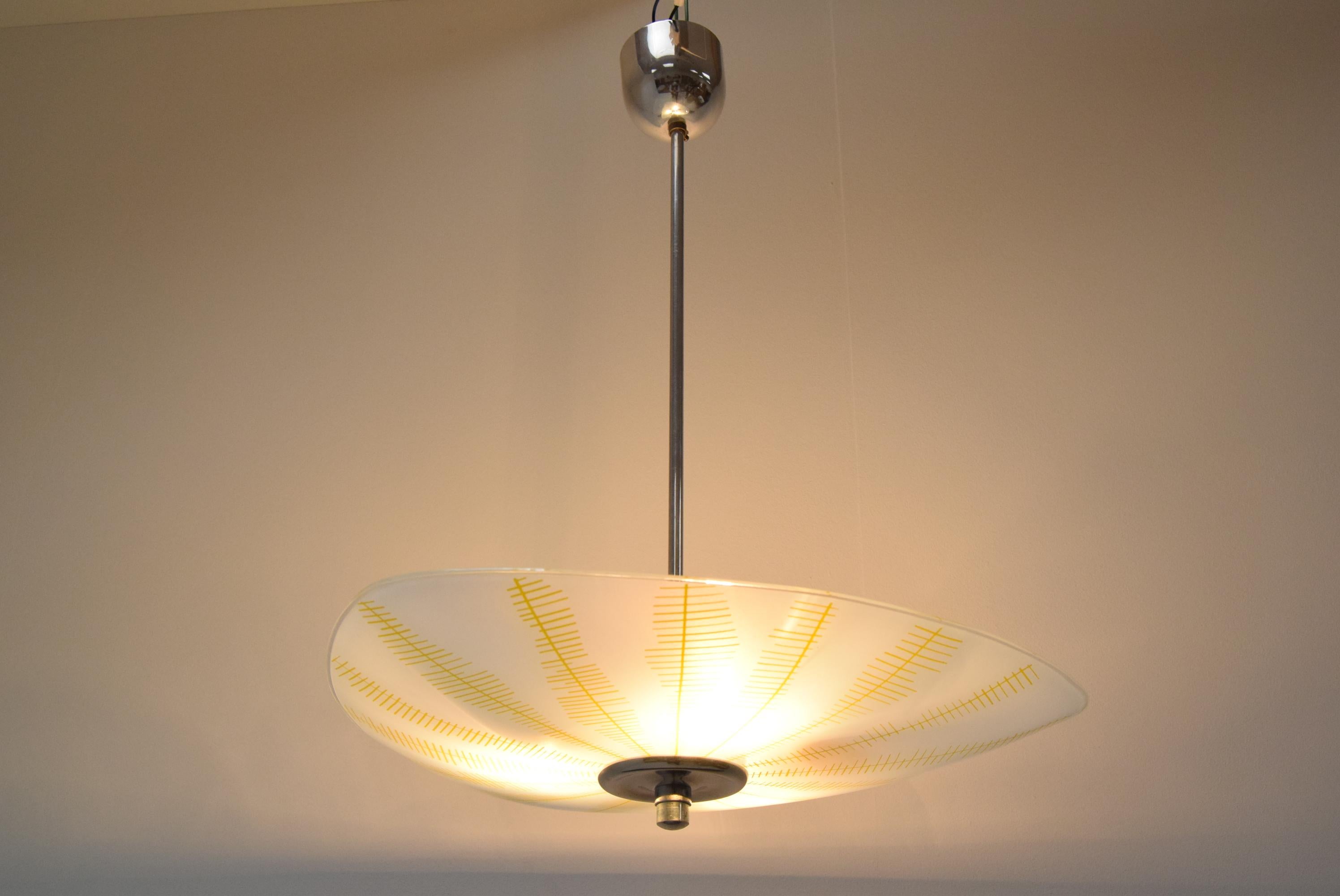 Mid-century glass pendant by Napako, Czechoslovakia, 1970s. For Sale 4