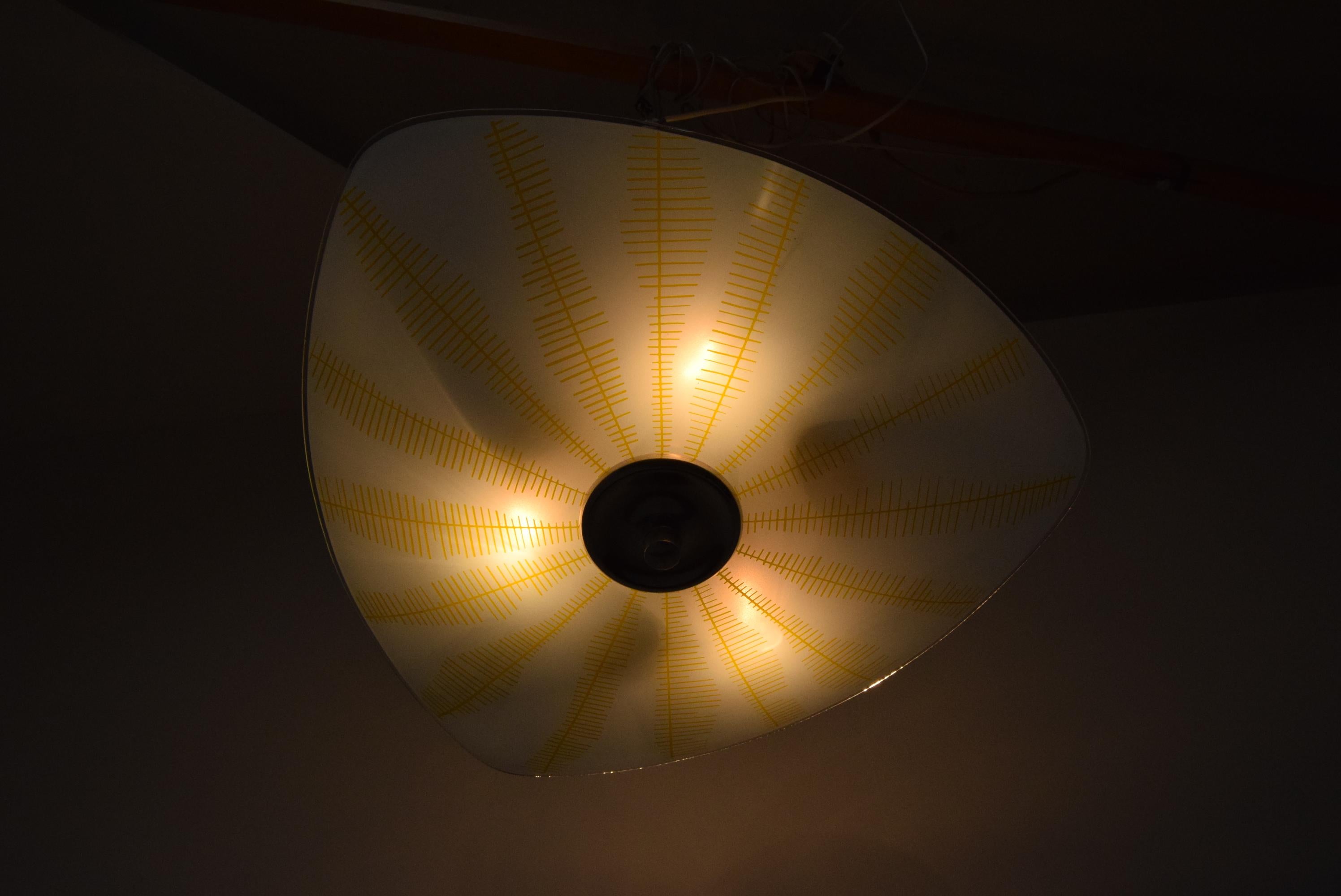 Mid-century glass pendant by Napako, Czechoslovakia, 1970s. For Sale 5