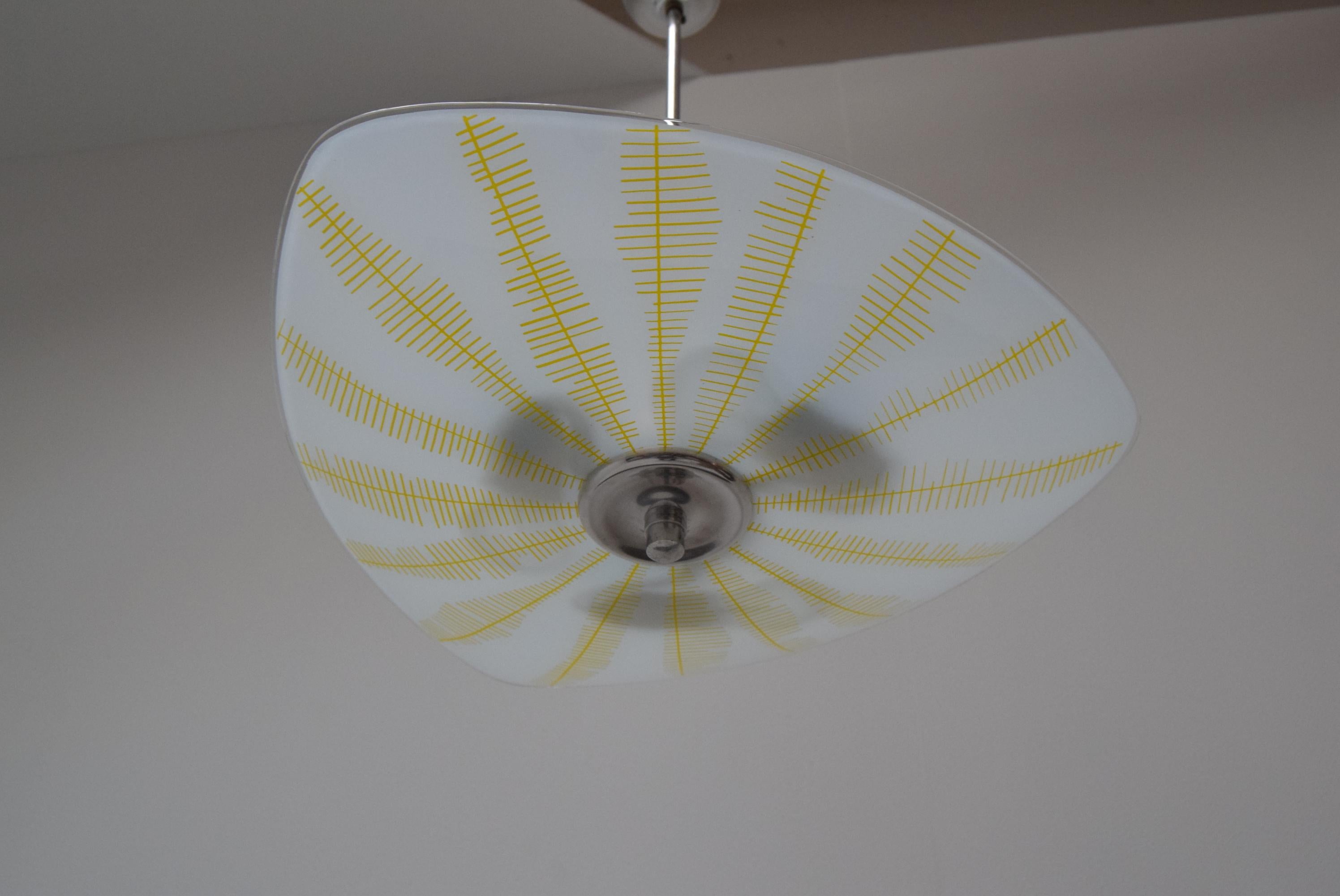 Mid-Century Modern Mid-century glass pendant by Napako, Czechoslovakia, 1970s. For Sale