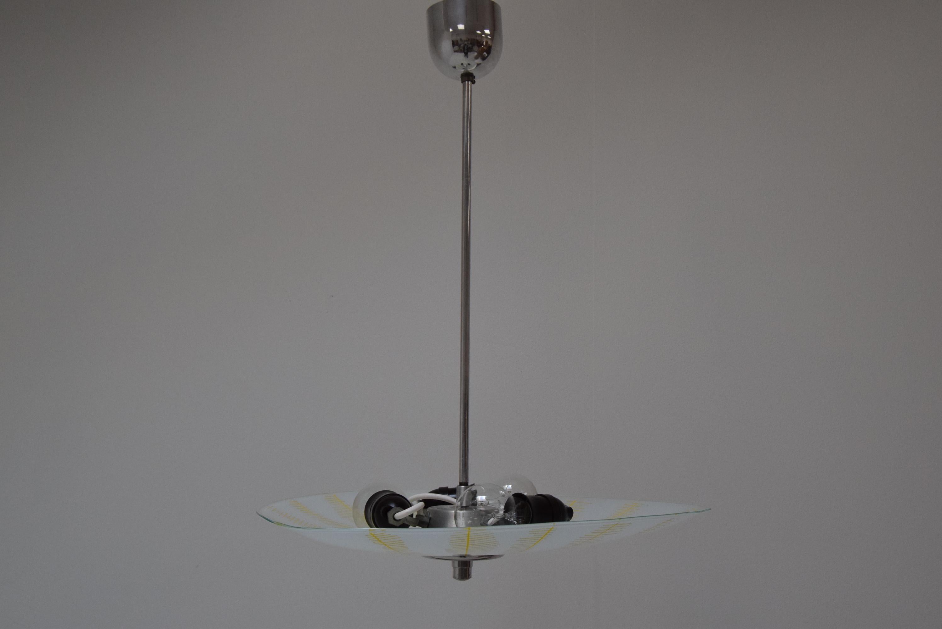 Mid-century glass pendant by Napako, Czechoslovakia, 1970s. In Good Condition For Sale In Praha, CZ
