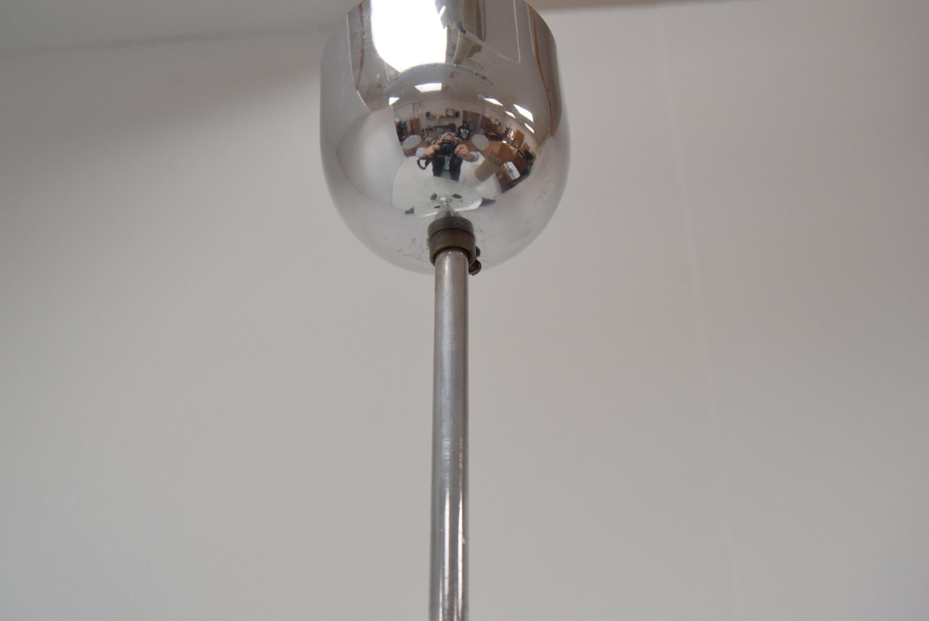 Metal Mid-century glass pendant by Napako, Czechoslovakia, 1970s. For Sale