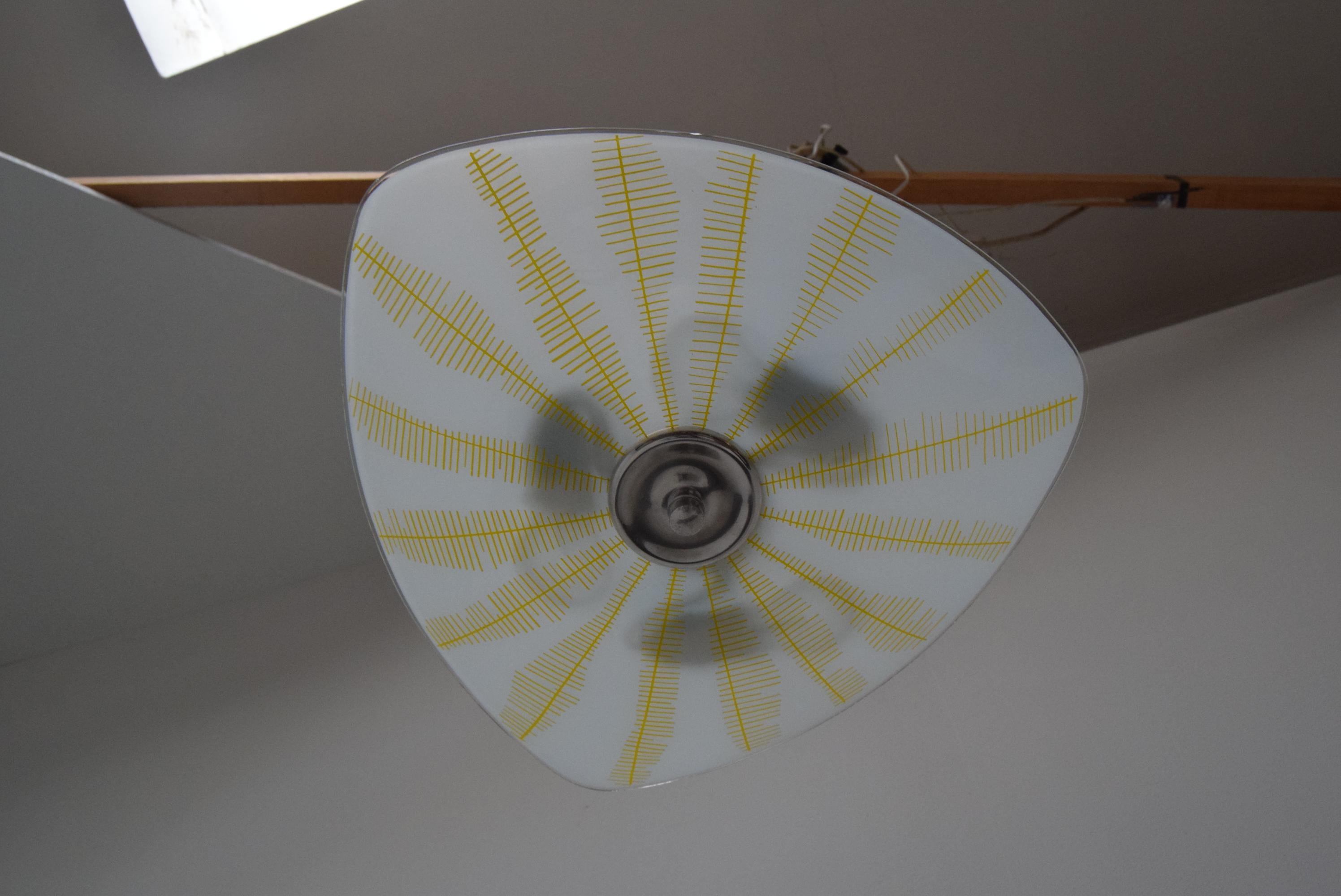 Mid-century glass pendant by Napako, Czechoslovakia, 1970s. For Sale 2